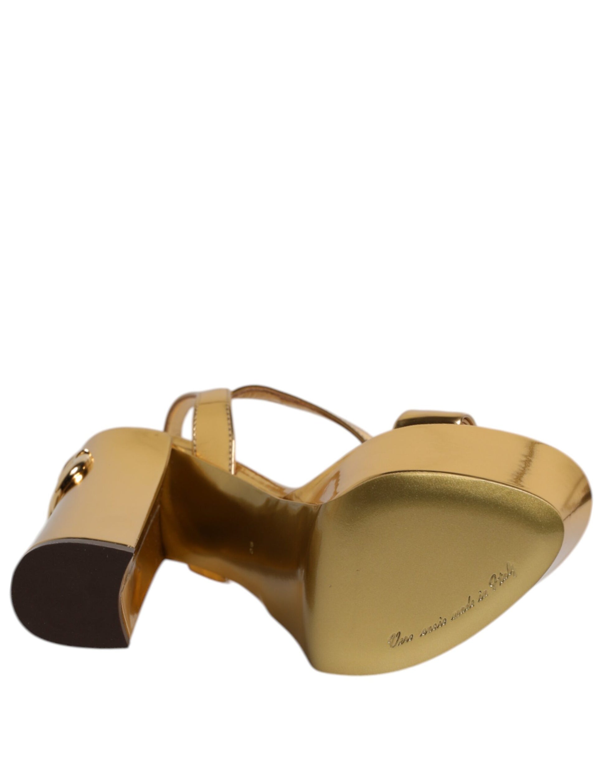 Sandales à plateforme en cuir doré Dolce &amp; Gabbana Keira