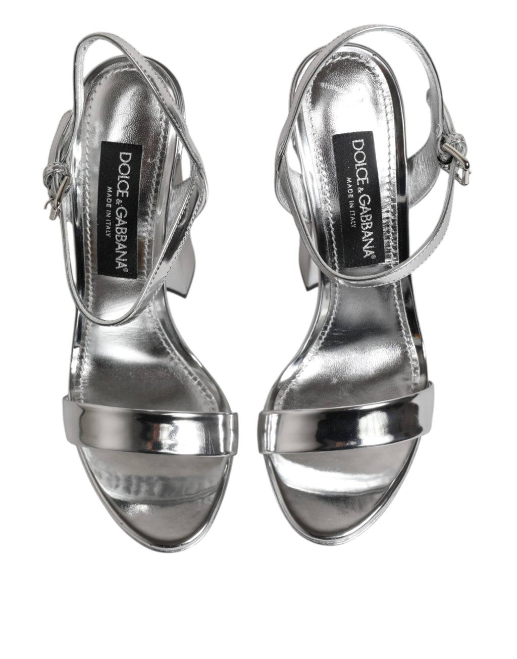 Sandales à plateforme en cuir argenté Dolce &amp; Gabbana Keira