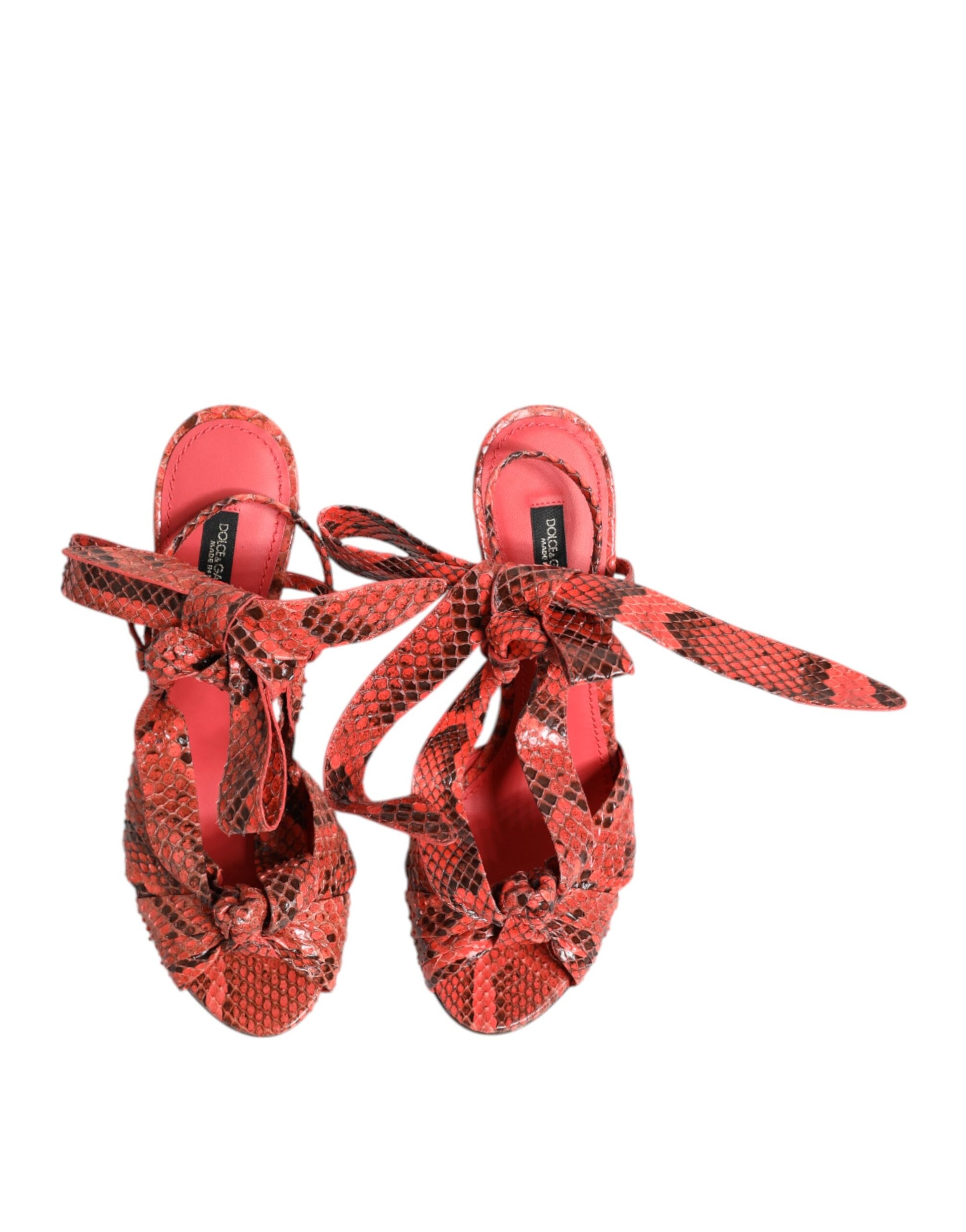 Sandales à talons en cuir python corail Dolce &amp; Gabbana