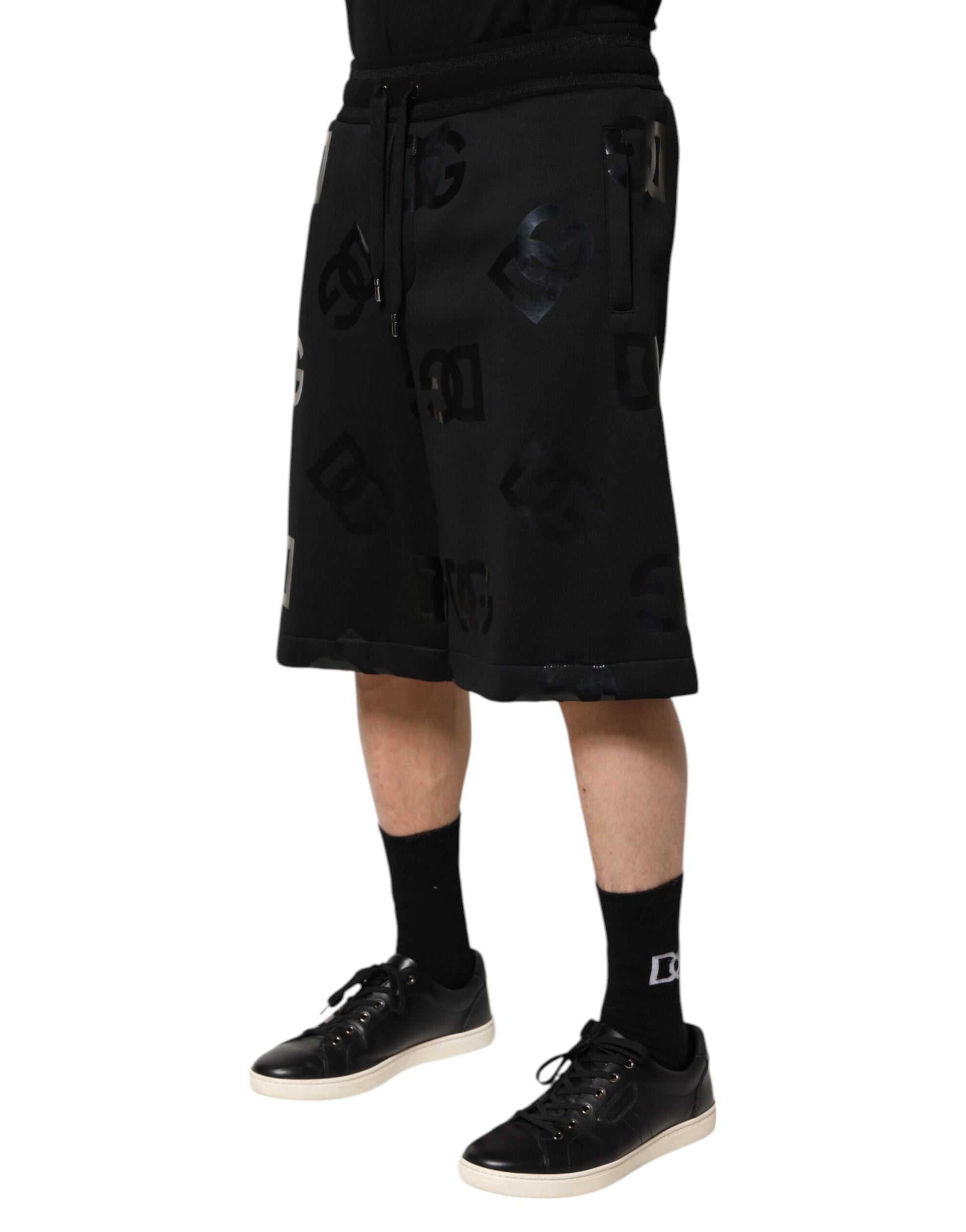 Bermuda en coton noir avec logo Dolce &amp; Gabbana