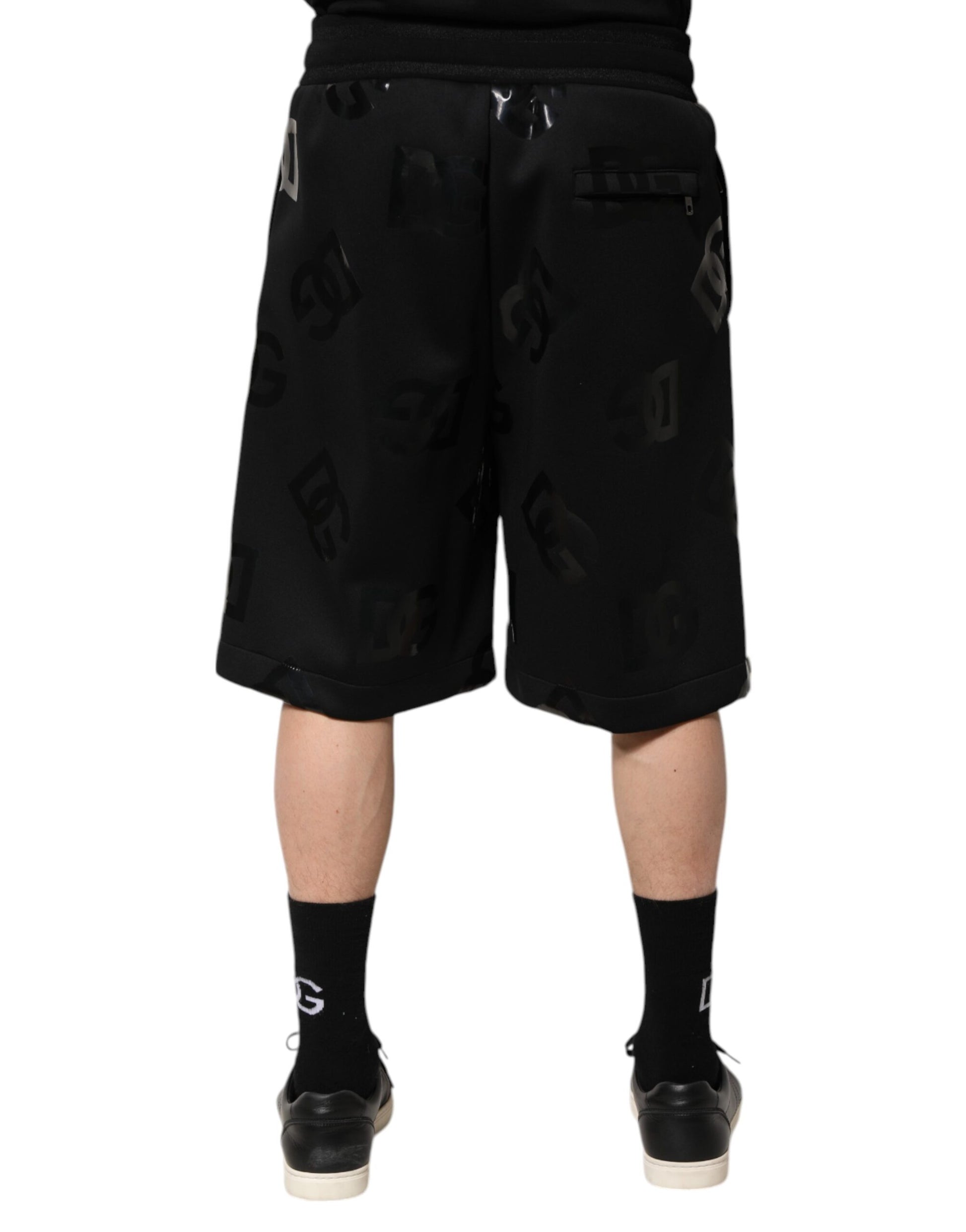Bermuda en coton noir avec logo Dolce &amp; Gabbana