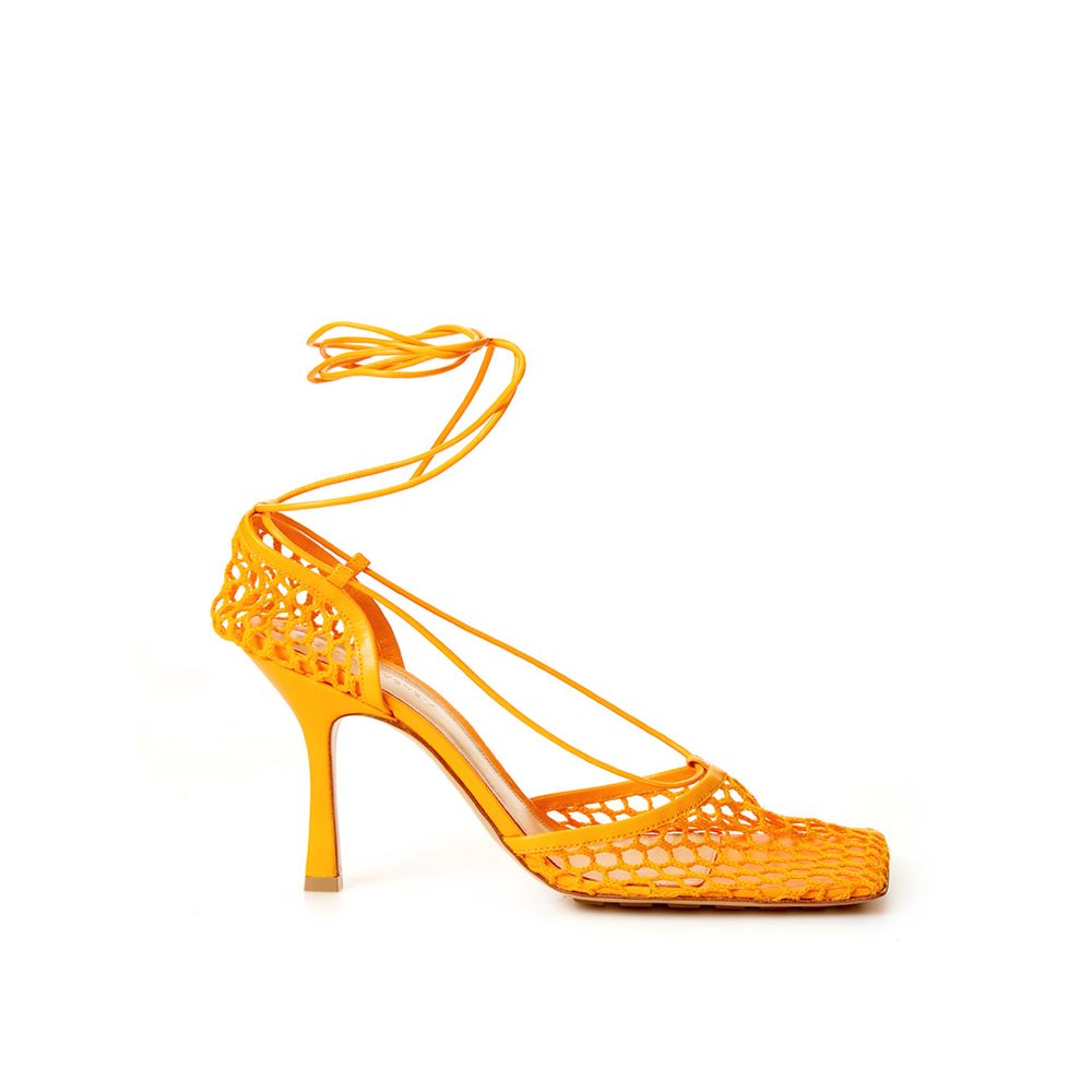 Escarpin Bottega Veneta en tissu et cuir orange