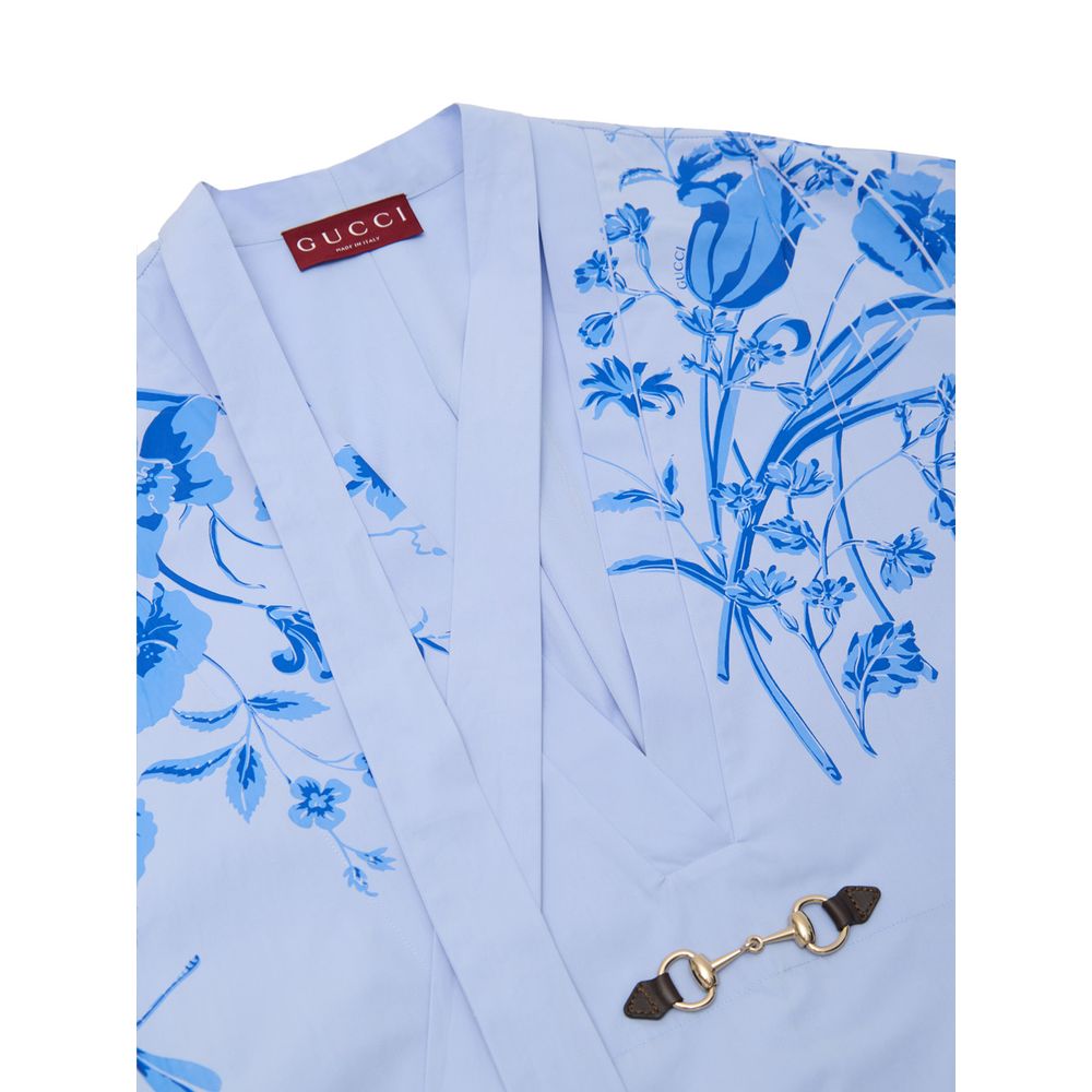 Chemise en coton bleu Gucci