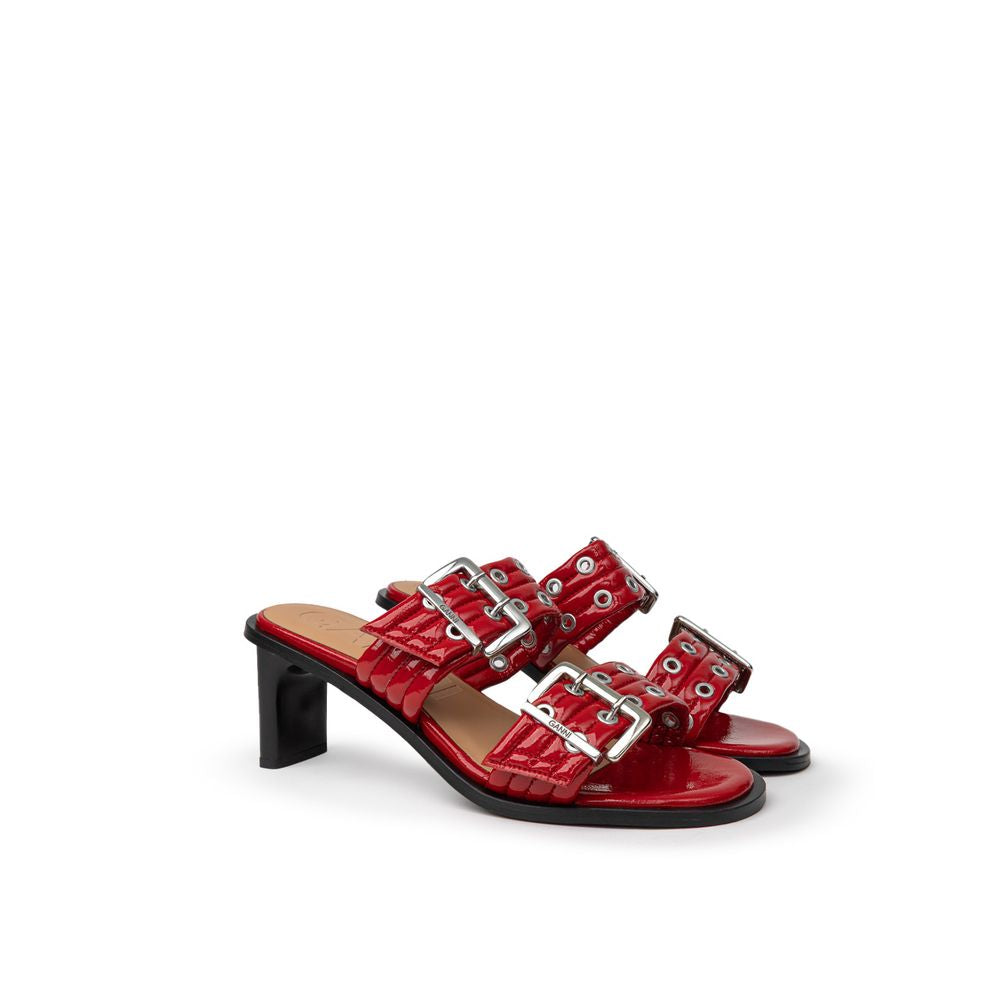 Sandale en cuir rouge Ganni