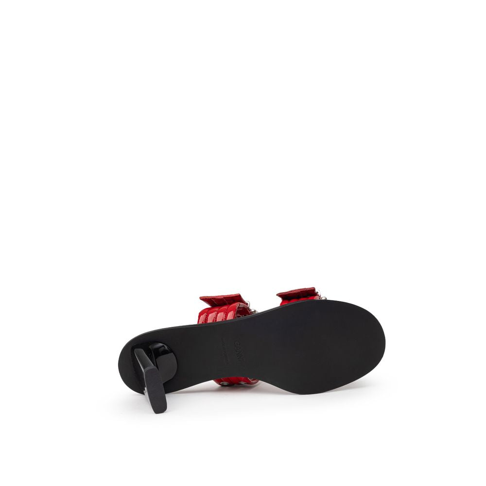 Sandale en cuir rouge Ganni