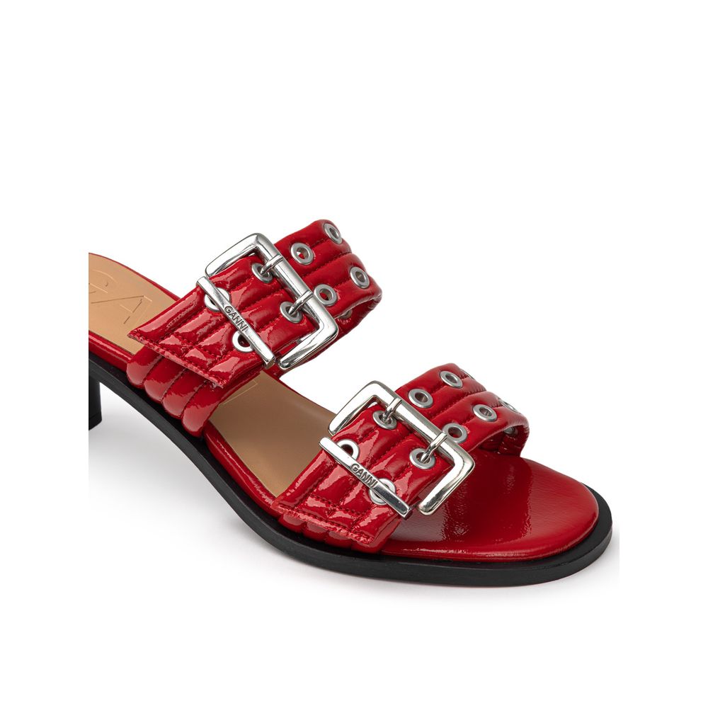 Sandale en cuir rouge Ganni