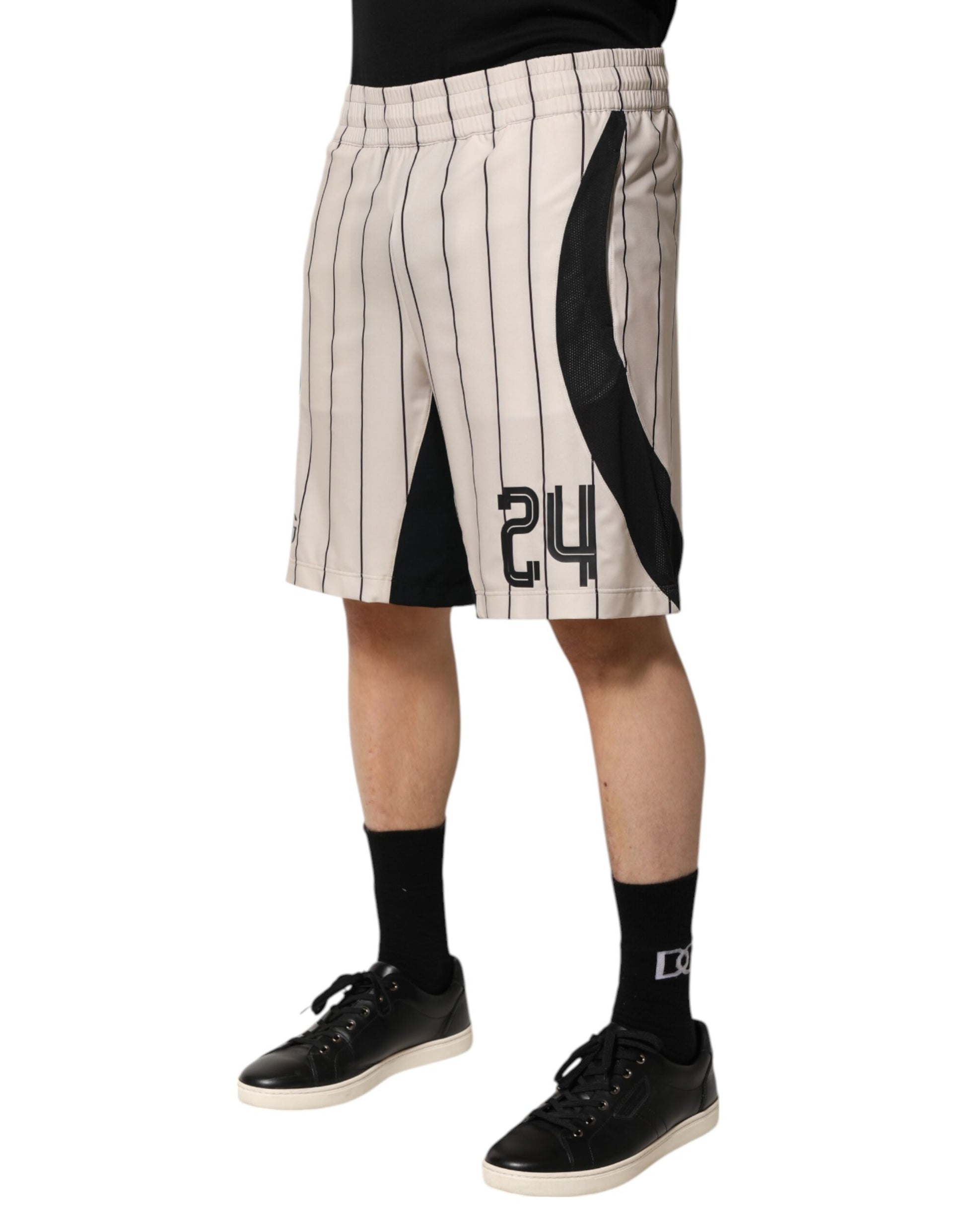 Short de survêtement Dolce &amp; Gabbana en polyester blanc cassé avec logo DG
