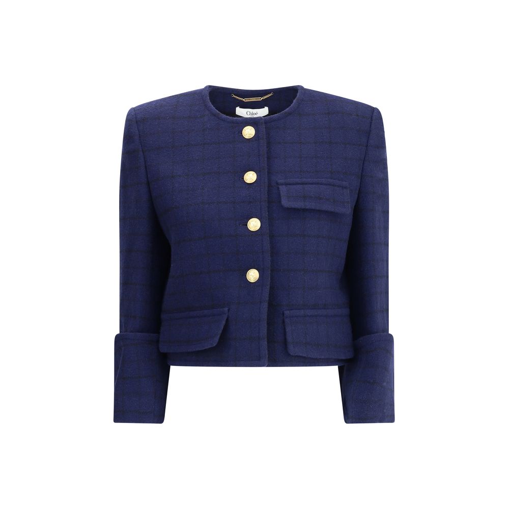 Veste Chloé Boxy en laine à carreaux