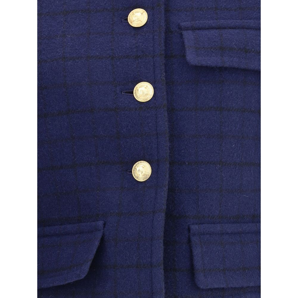 Veste Chloé Boxy en laine à carreaux