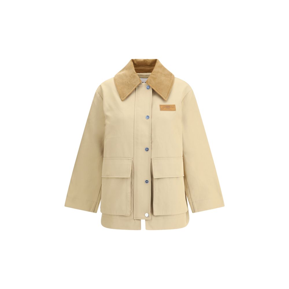 Veste en coton Ganni avec col en velours côtelé