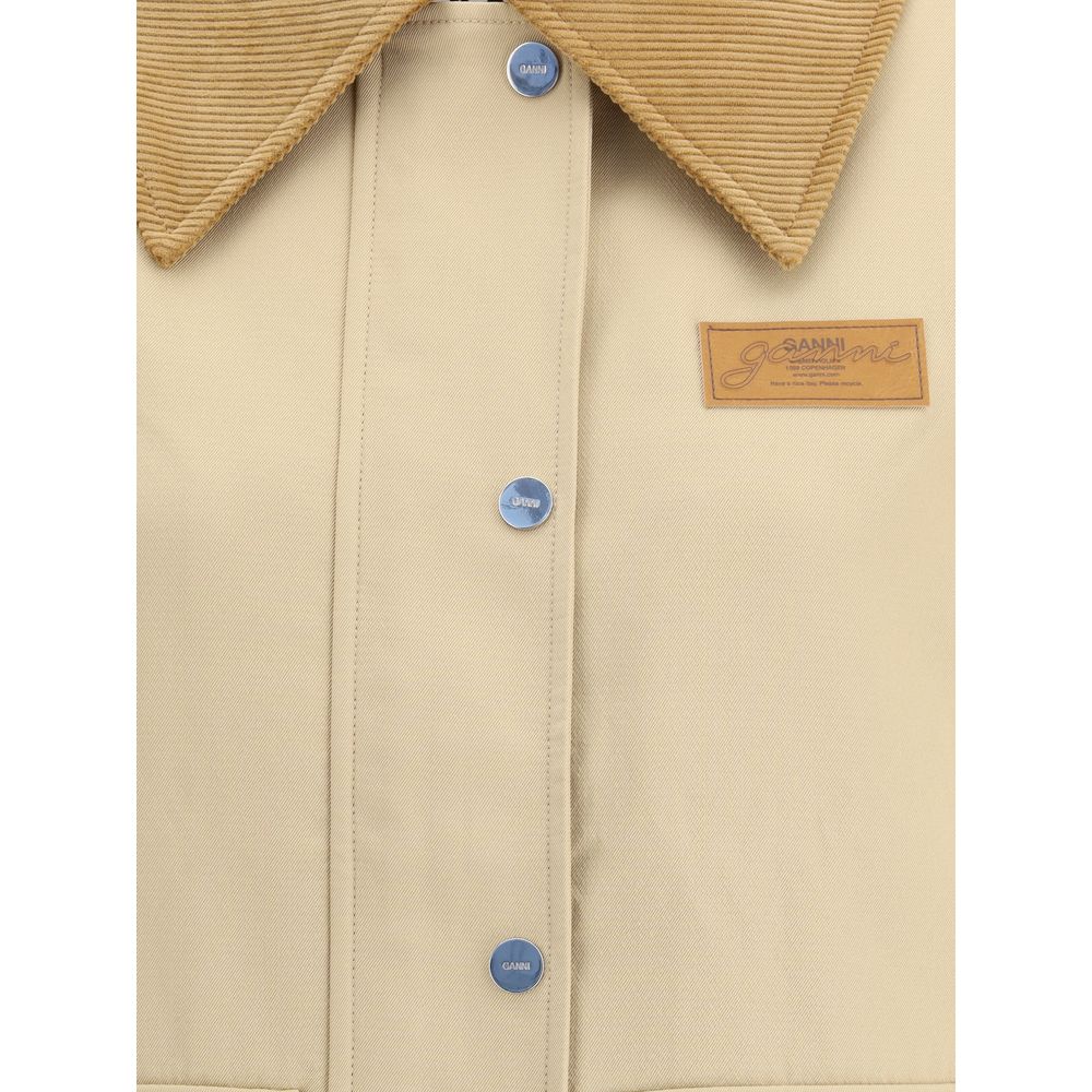 Veste en coton Ganni avec col en velours côtelé