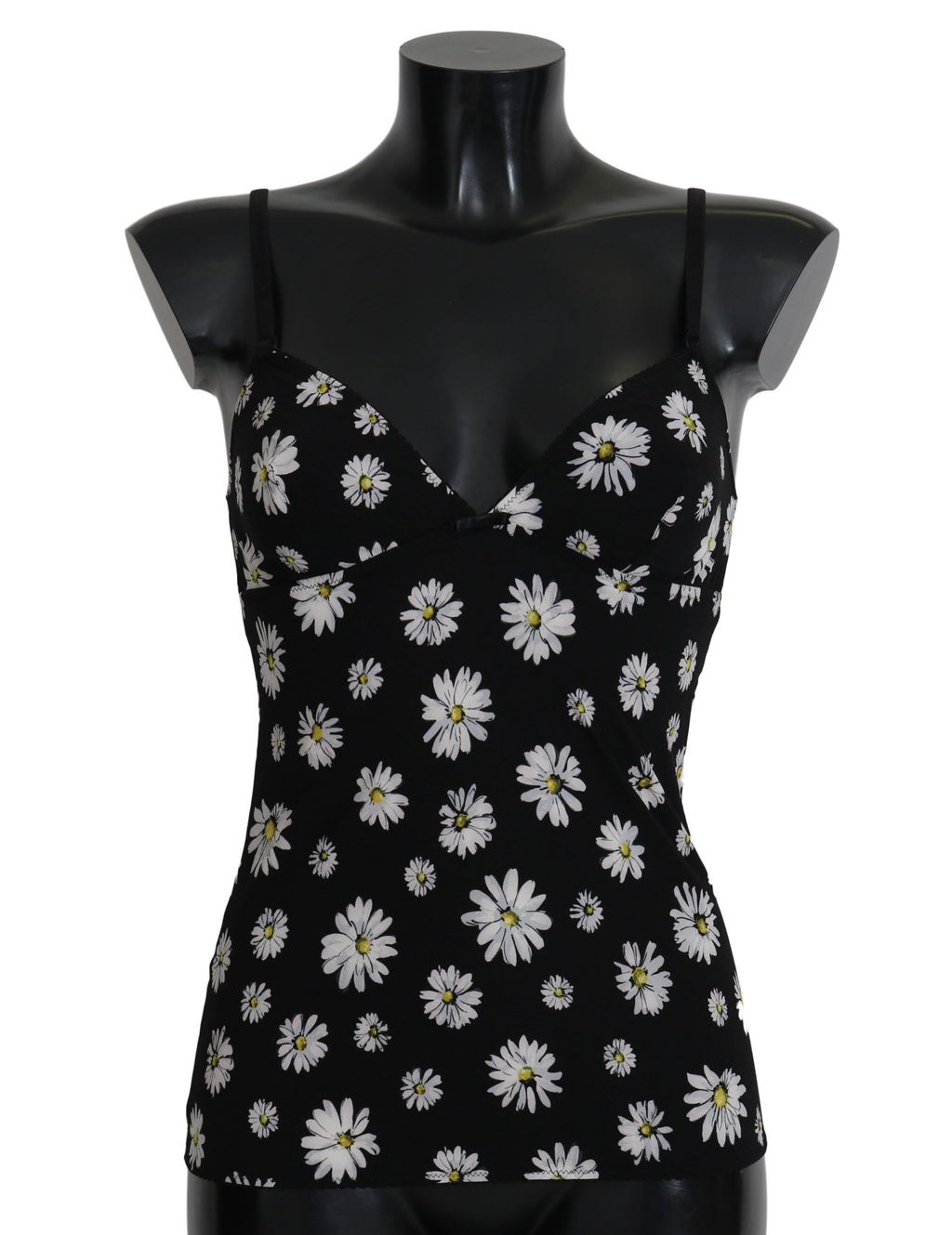 Robe noire à imprimé marguerites Dolce &amp; Gabbana Lingerie Chemisole