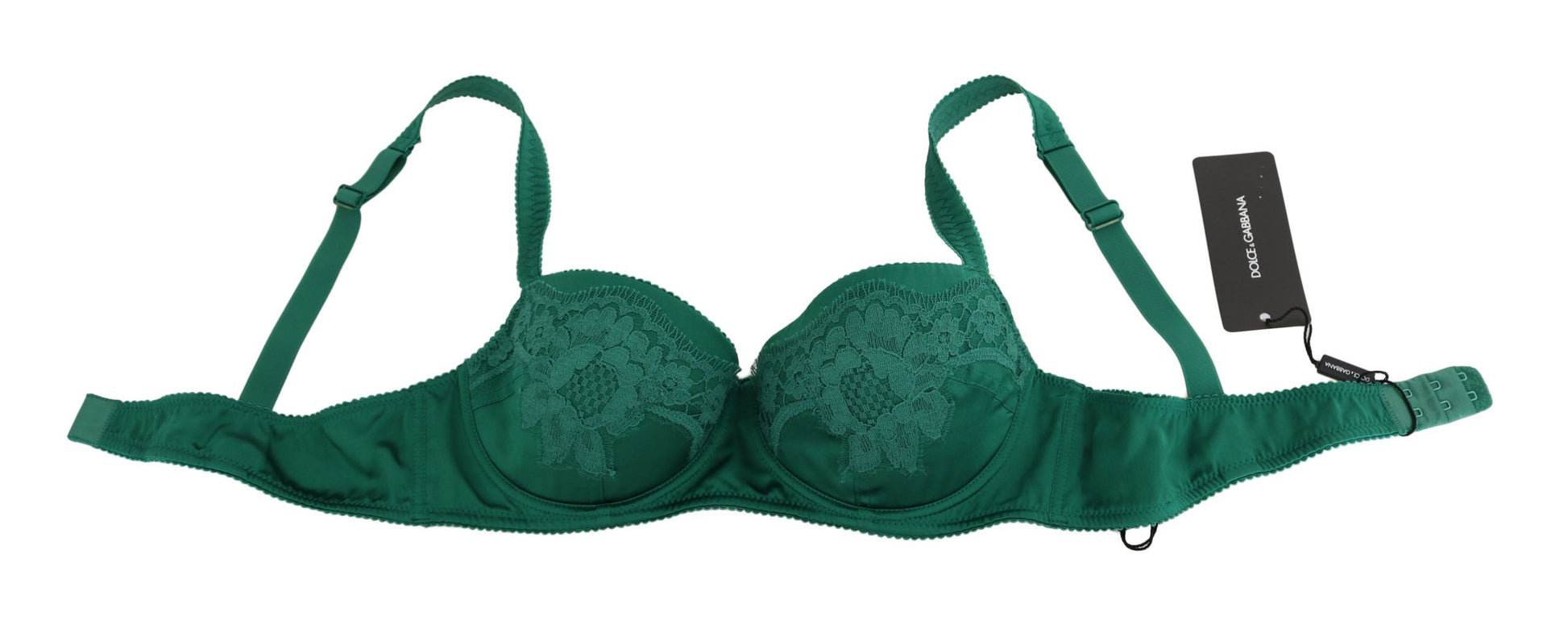 Soutien-gorge en dentelle florale extensible en soie verte Dolce &amp; Gabbana