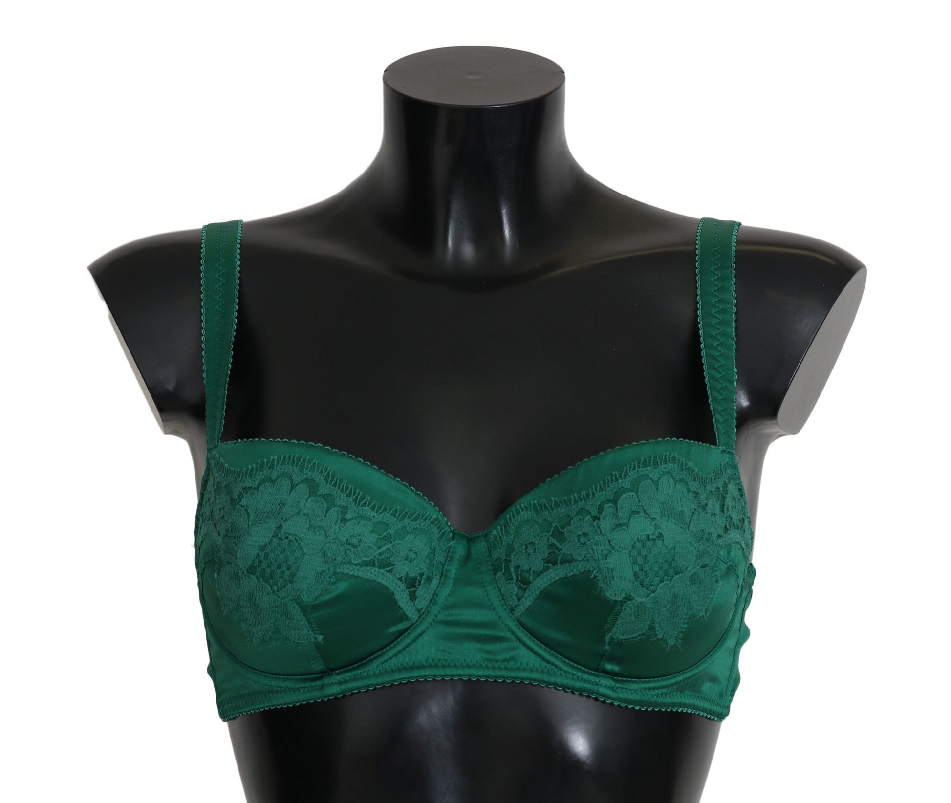 Soutien-gorge en dentelle florale extensible en soie verte Dolce &amp; Gabbana