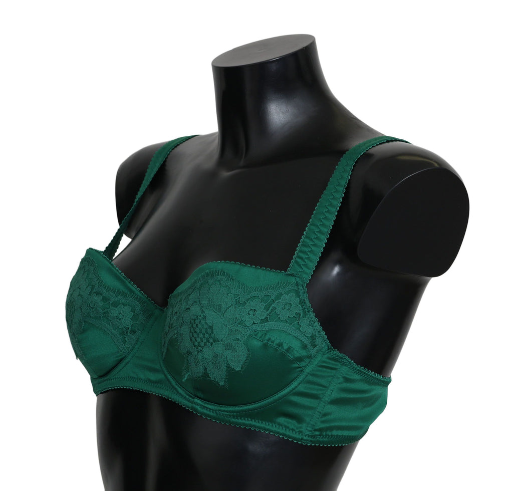 Soutien-gorge en dentelle florale extensible en soie verte Dolce &amp; Gabbana