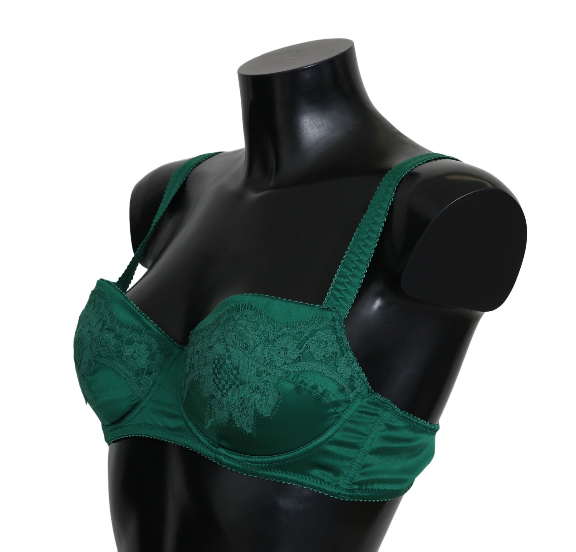 Soutien-gorge en dentelle florale extensible en soie verte Dolce &amp; Gabbana