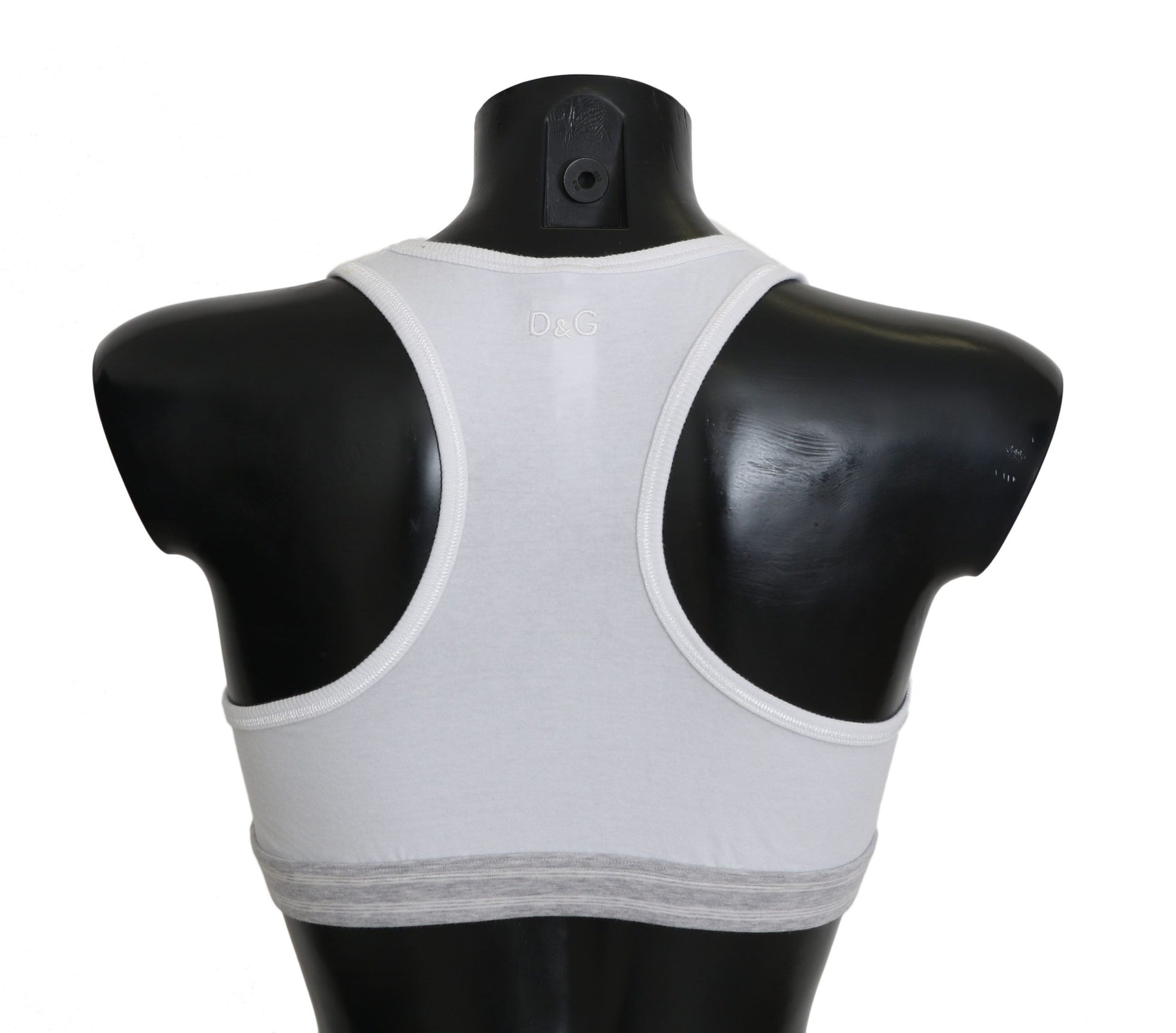 Soutien-gorge de sport extensible en coton blanc Dolce &amp; Gabbana