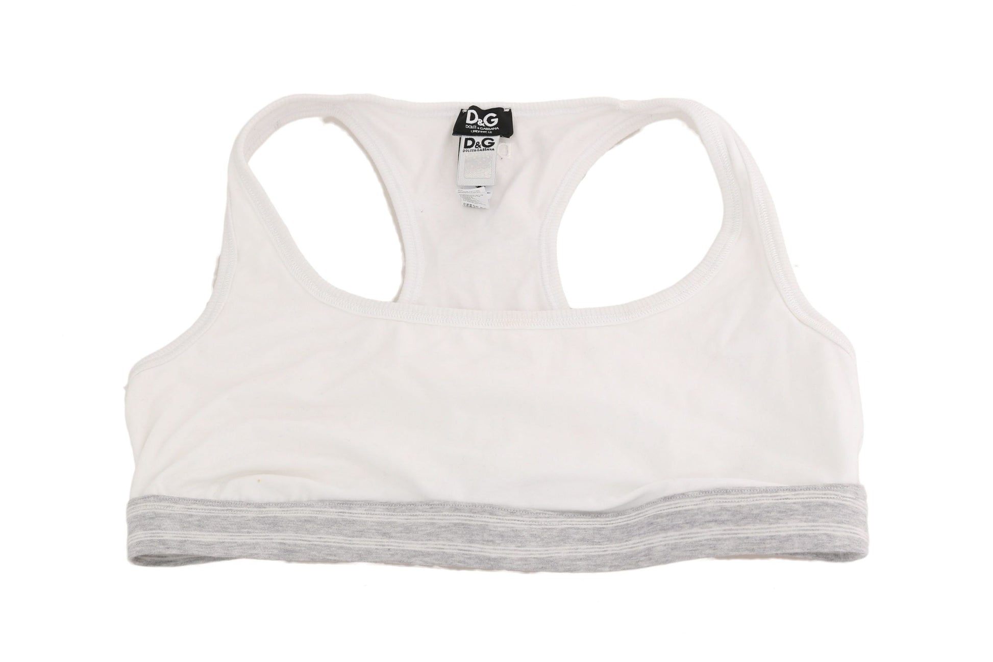 Soutien-gorge de sport extensible en coton blanc Dolce &amp; Gabbana