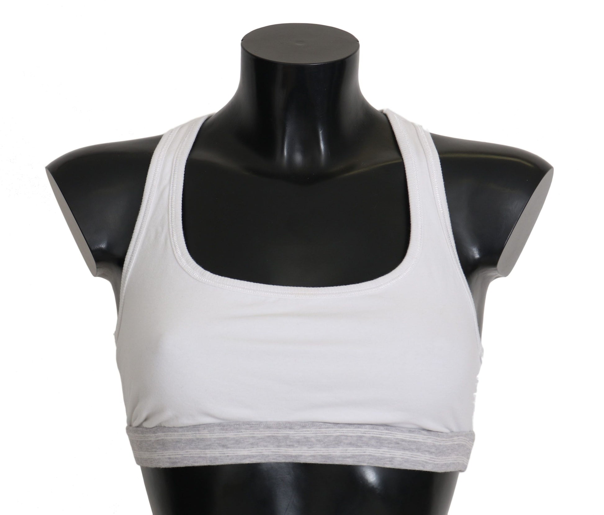 Soutien-gorge de sport extensible en coton blanc Dolce &amp; Gabbana