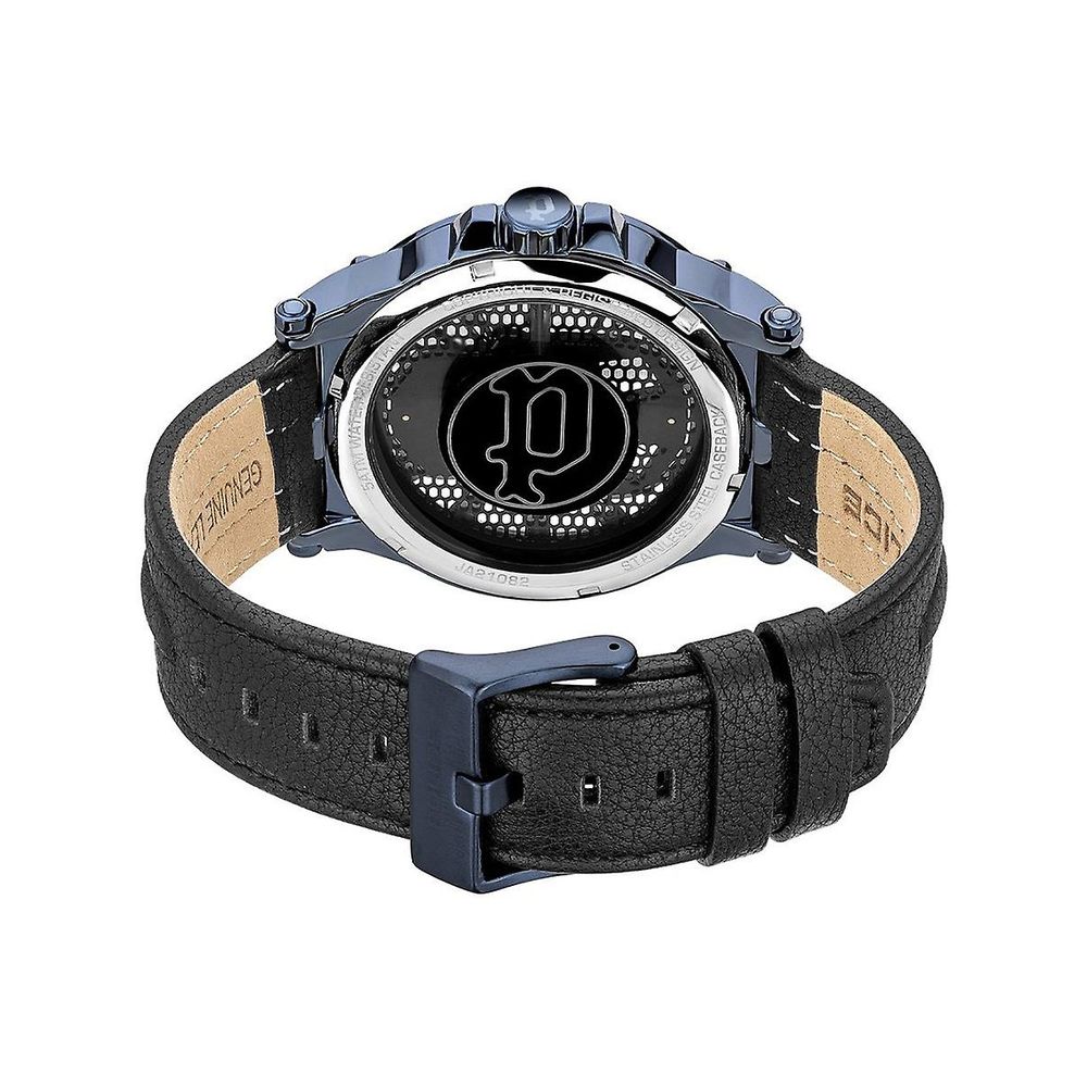 Montre Police en cuir noir