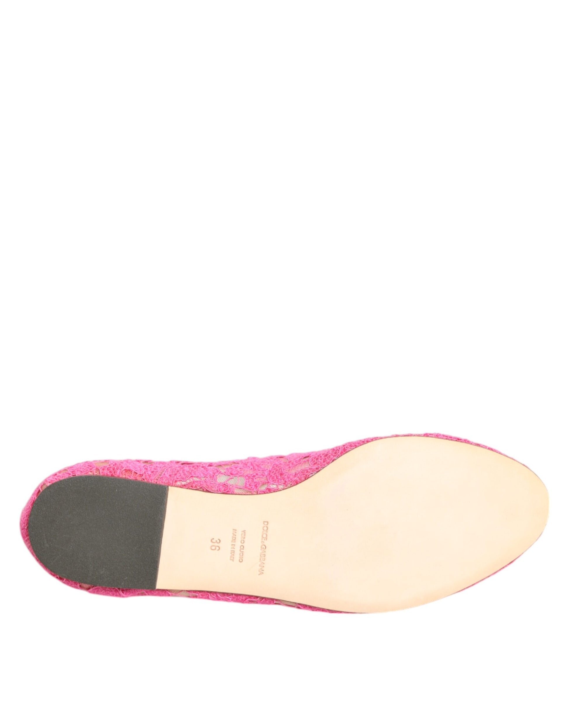 Chaussures plates Dolce &amp; Gabbana roses en dentelle et cristaux Taormina