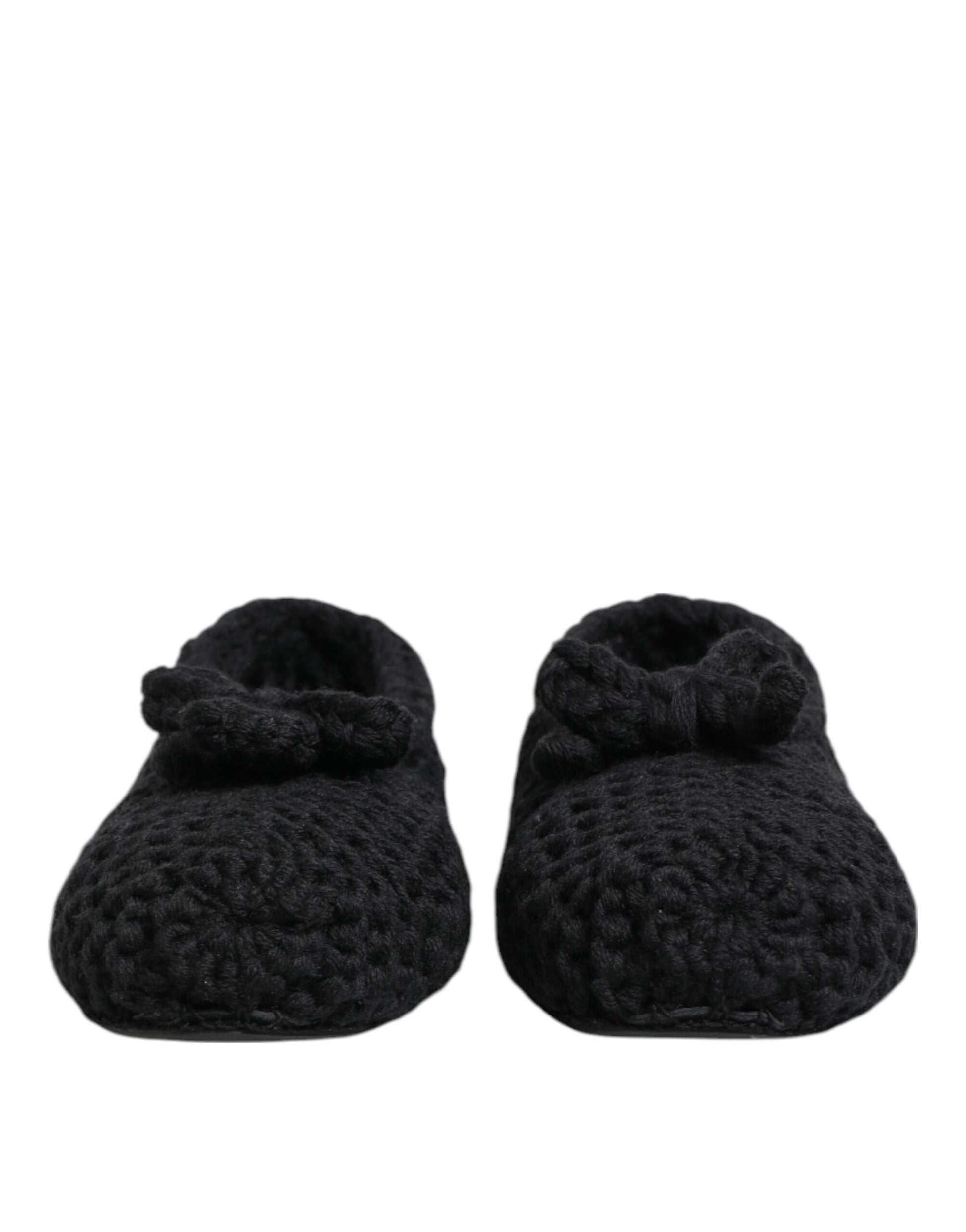 Ballerines plates à enfiler en tricot de laine noire Dolce &amp; Gabbana