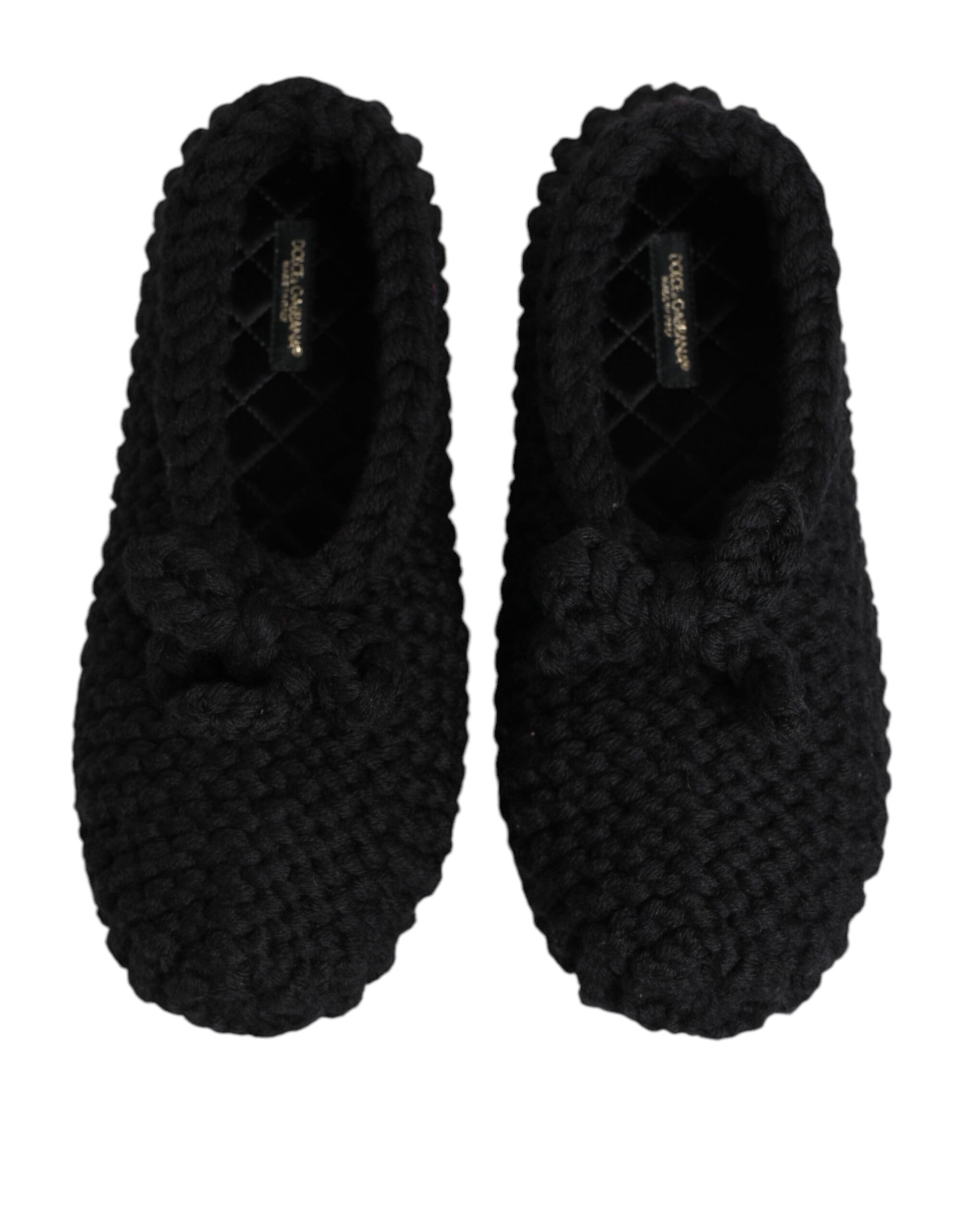 Ballerines plates à enfiler en tricot de laine noire Dolce &amp; Gabbana