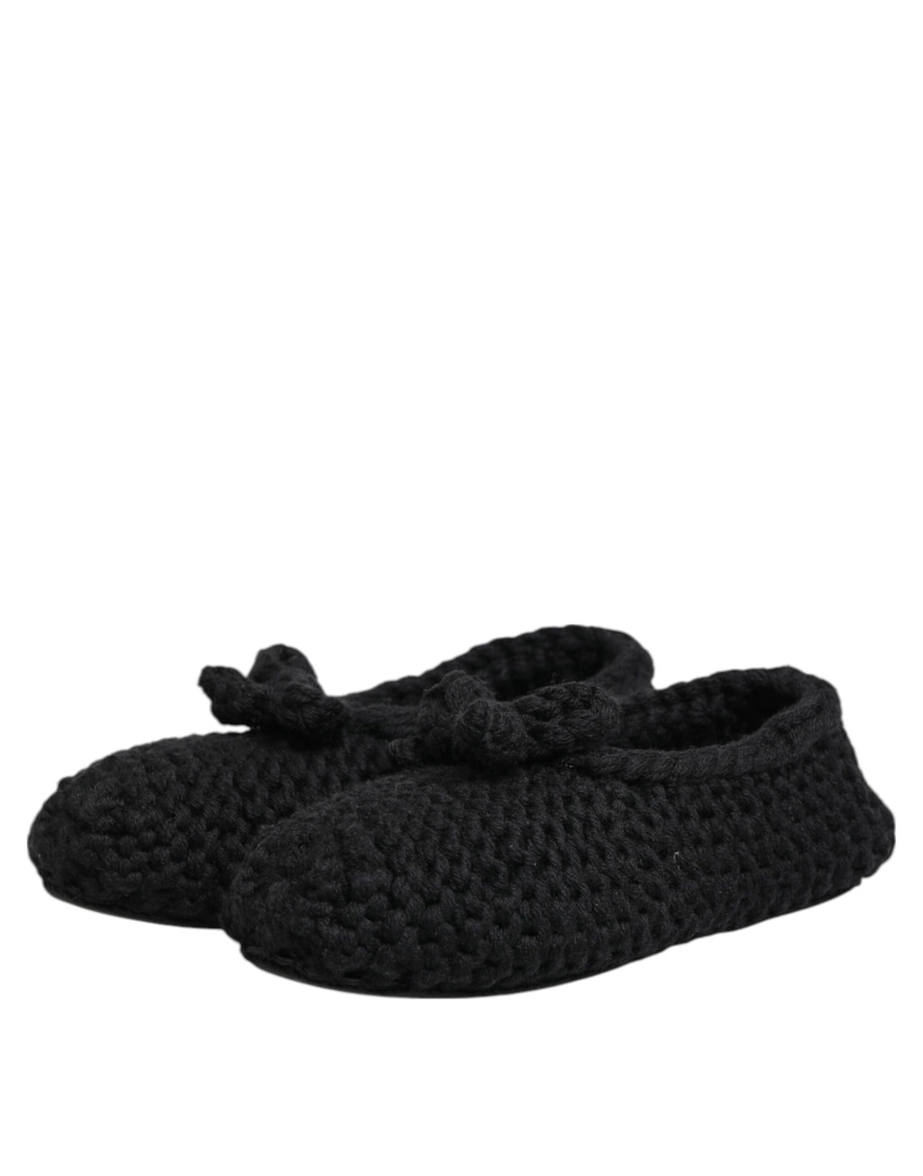 Ballerines plates à enfiler en tricot de laine noire Dolce &amp; Gabbana