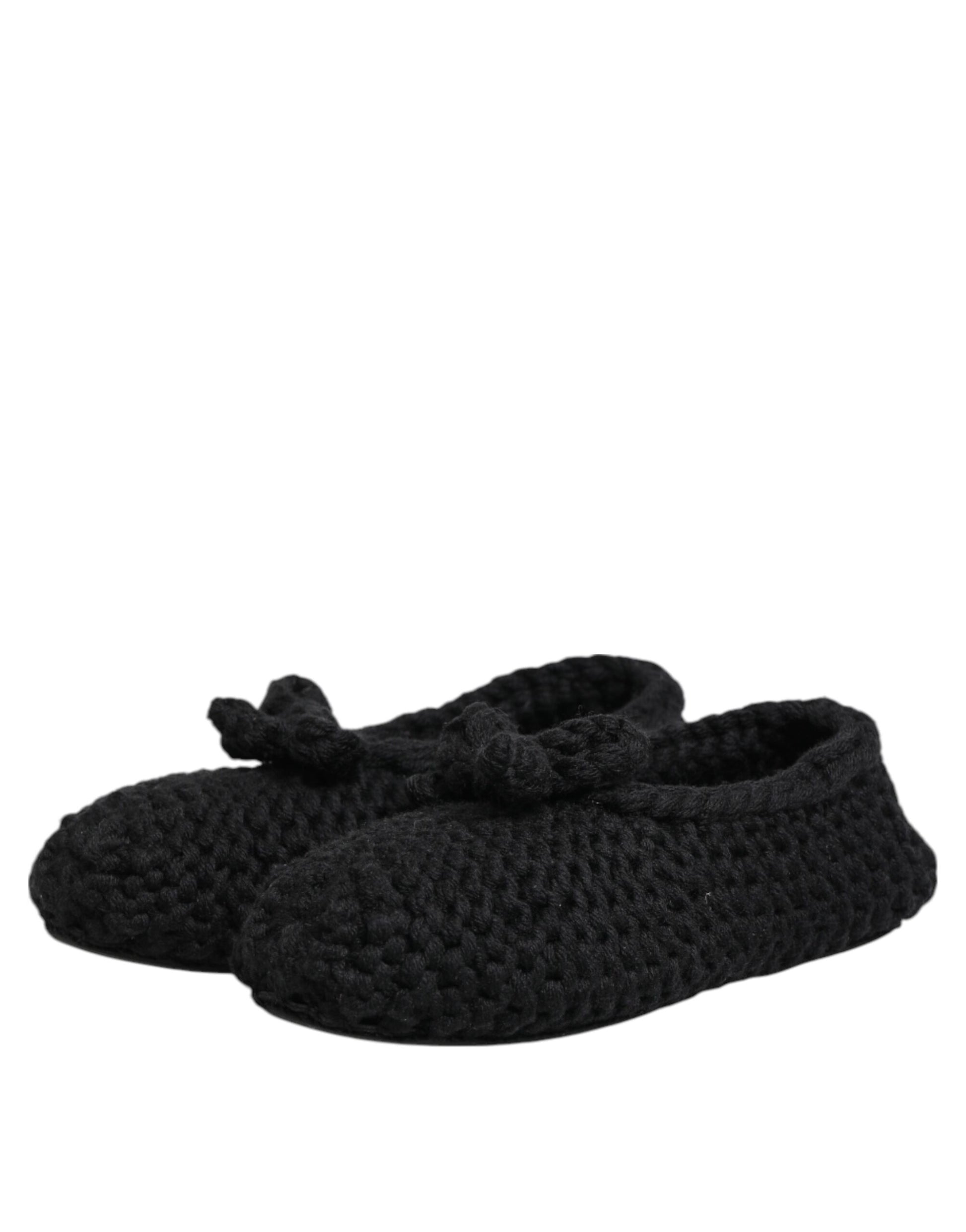 Ballerines plates à enfiler en tricot de laine noire Dolce &amp; Gabbana