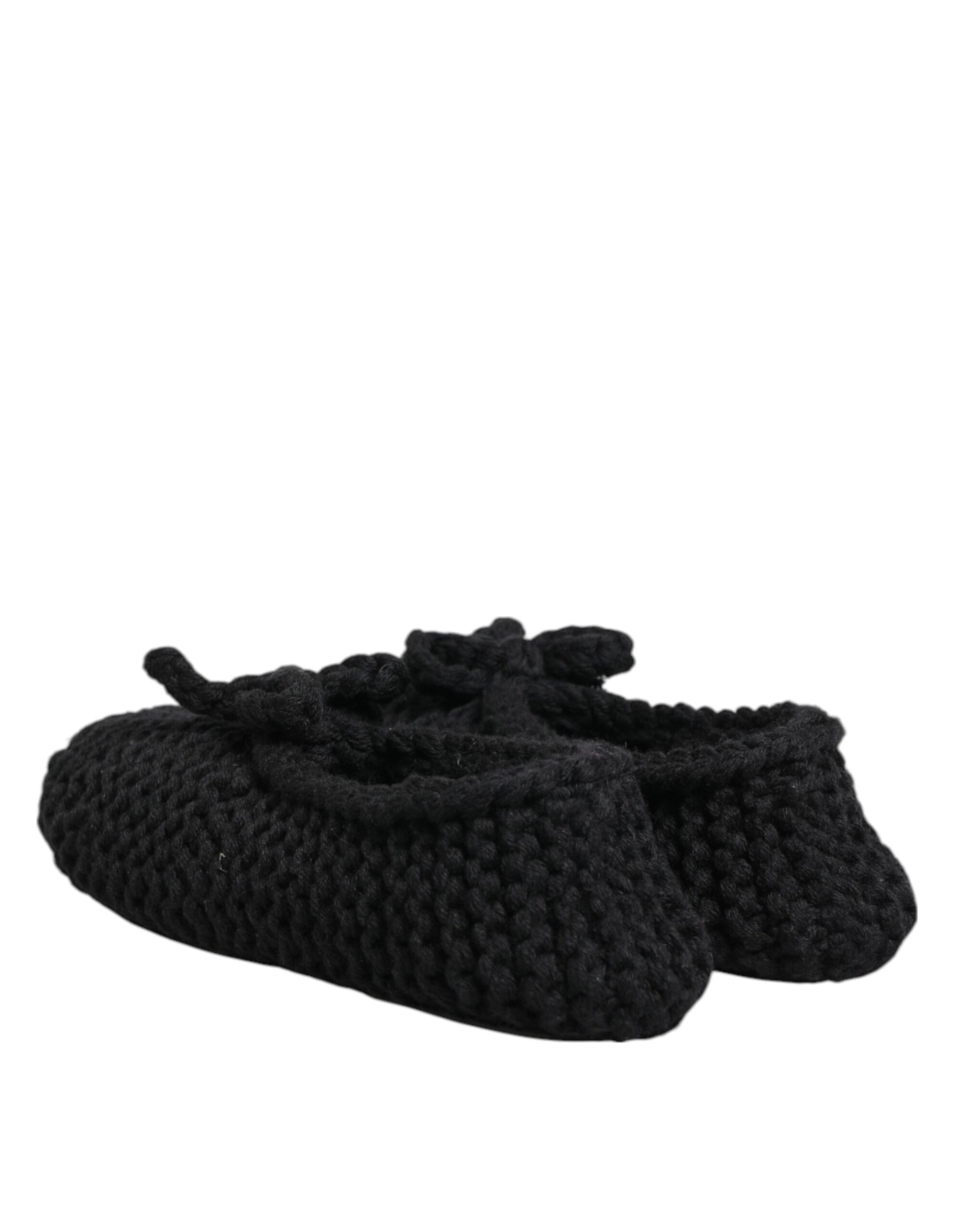 Ballerines plates à enfiler en tricot de laine noire Dolce &amp; Gabbana