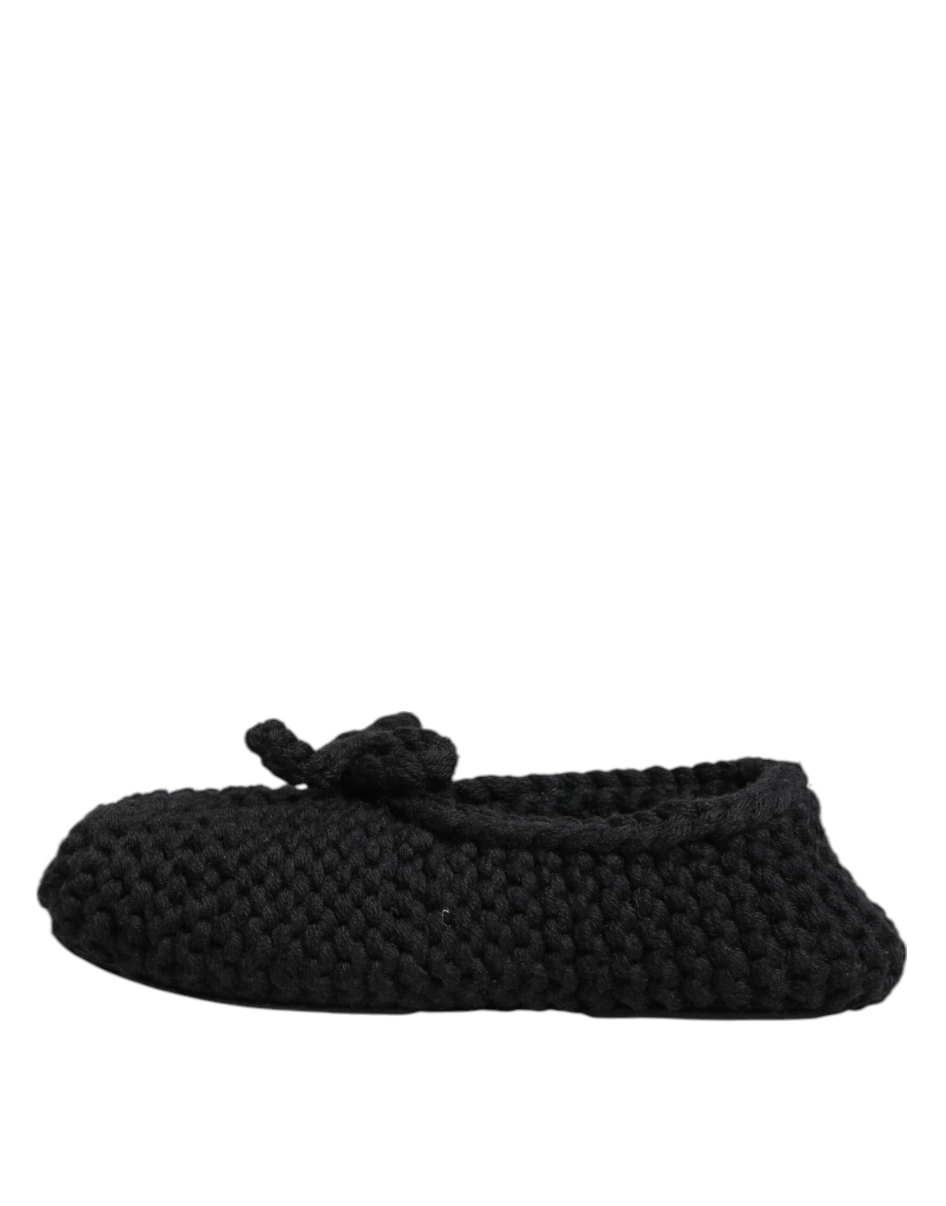 Ballerines plates à enfiler en tricot de laine noire Dolce &amp; Gabbana