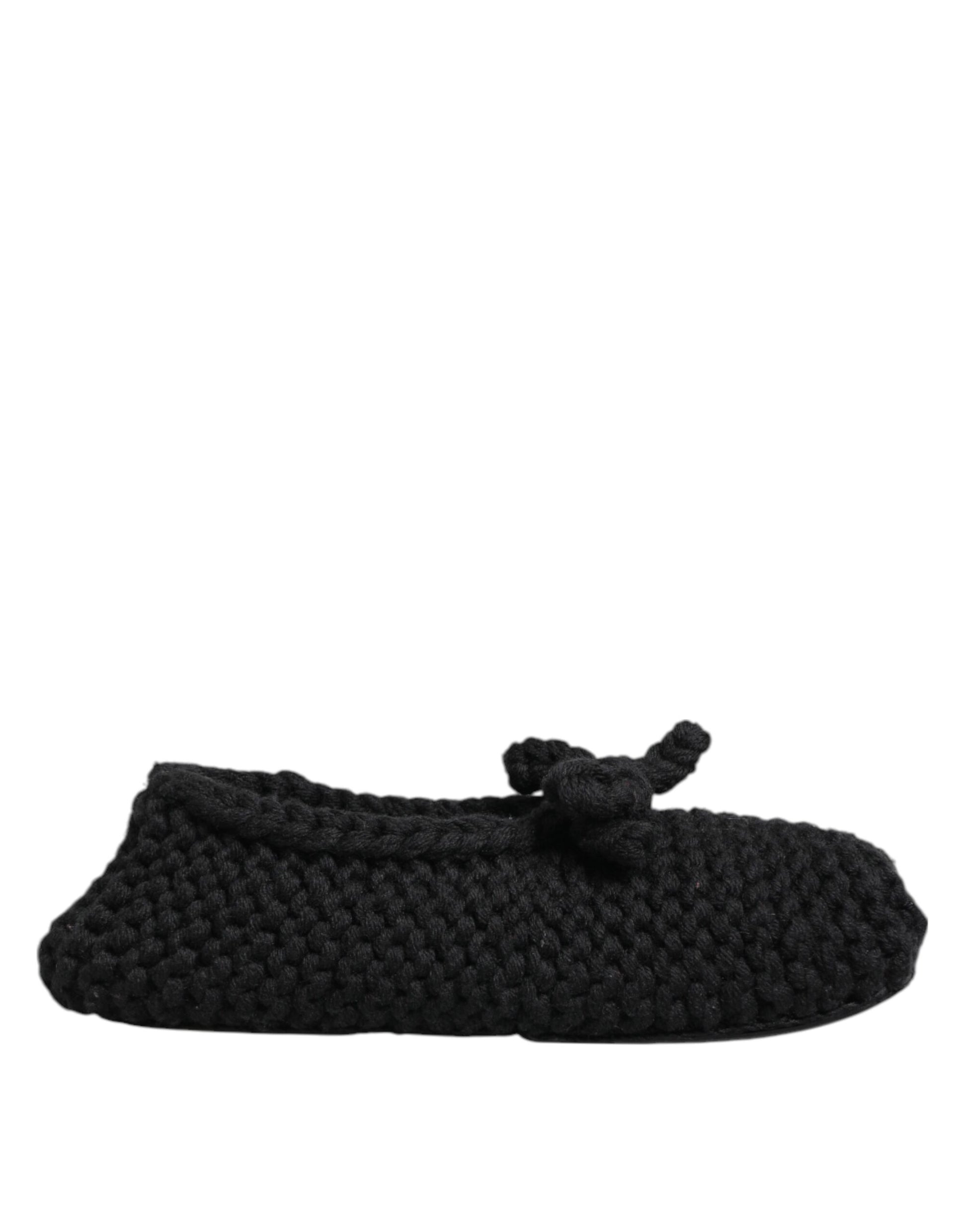Ballerines plates à enfiler en tricot de laine noire Dolce &amp; Gabbana