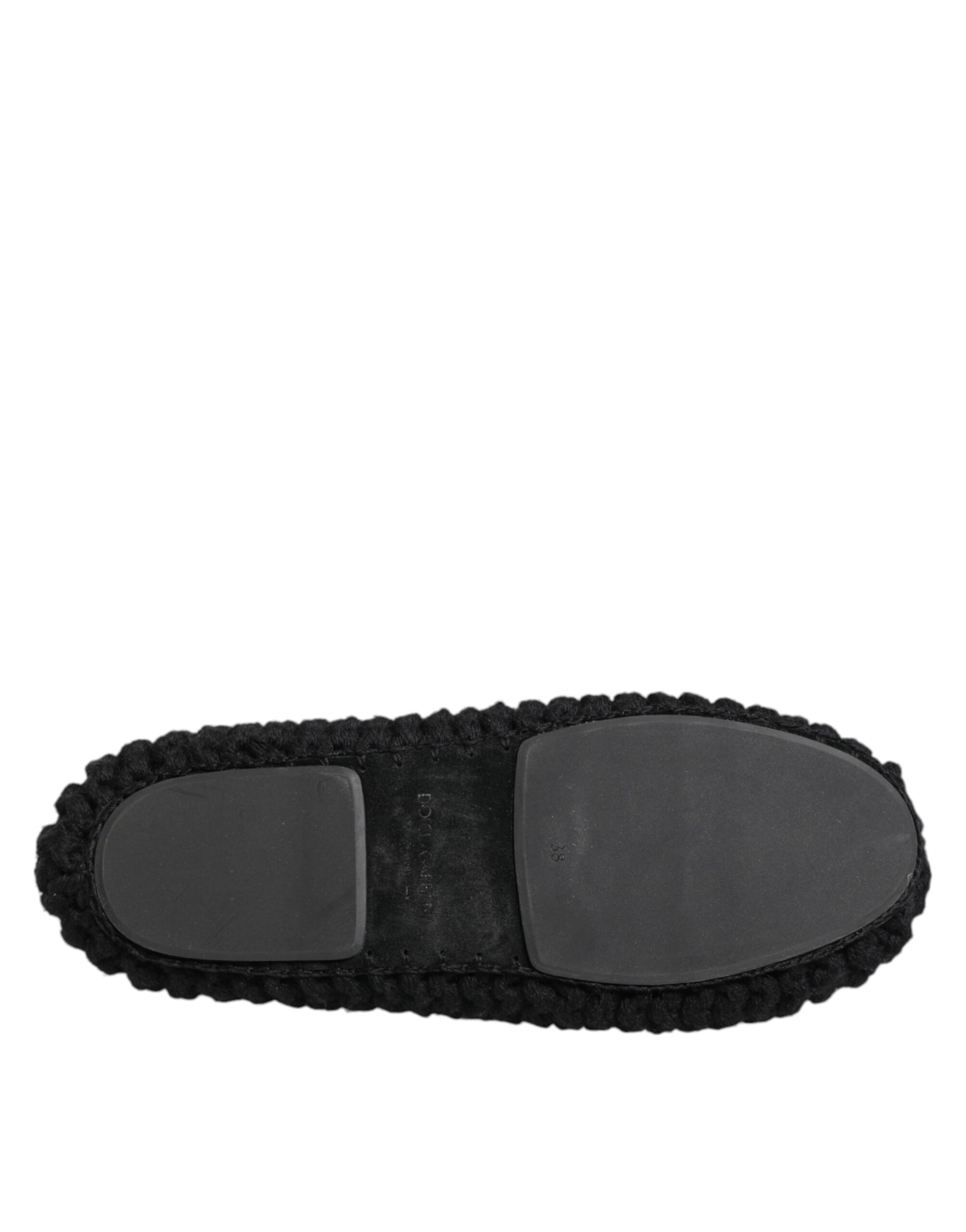 Ballerines plates à enfiler en tricot de laine noire Dolce &amp; Gabbana