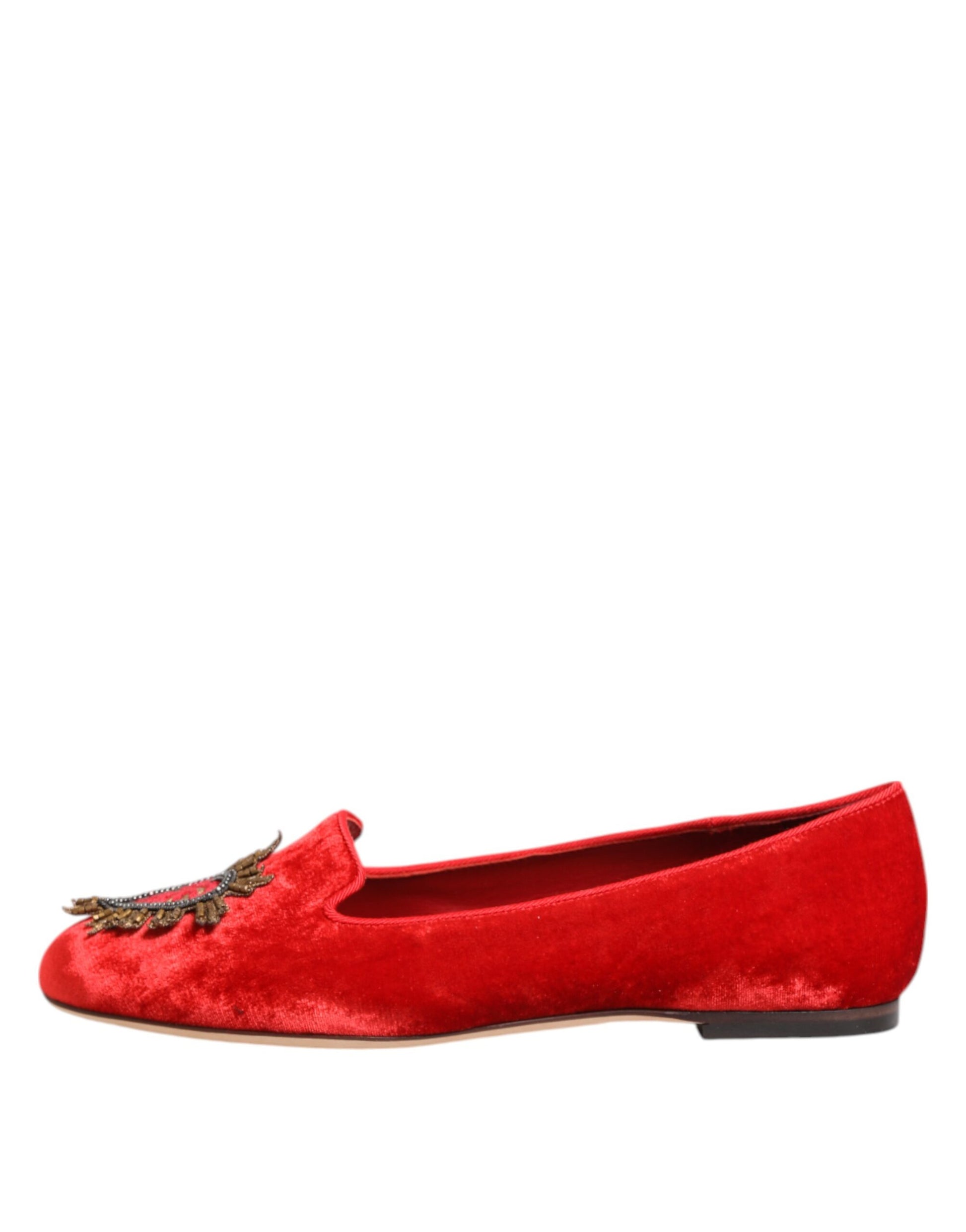 Mocassins Dolce &amp; Gabbana en velours rouge DG Heart