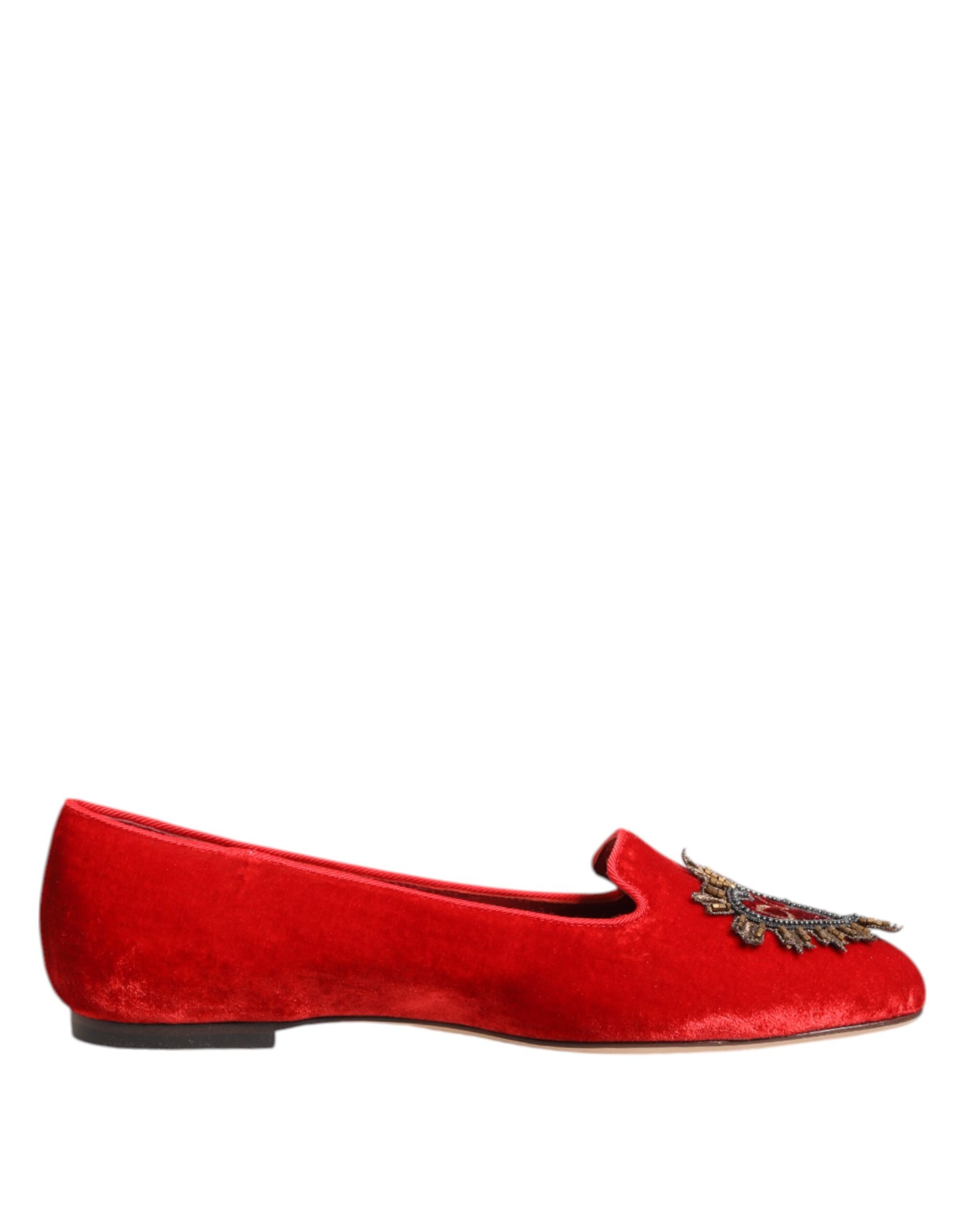 Mocassins Dolce &amp; Gabbana en velours rouge DG Heart