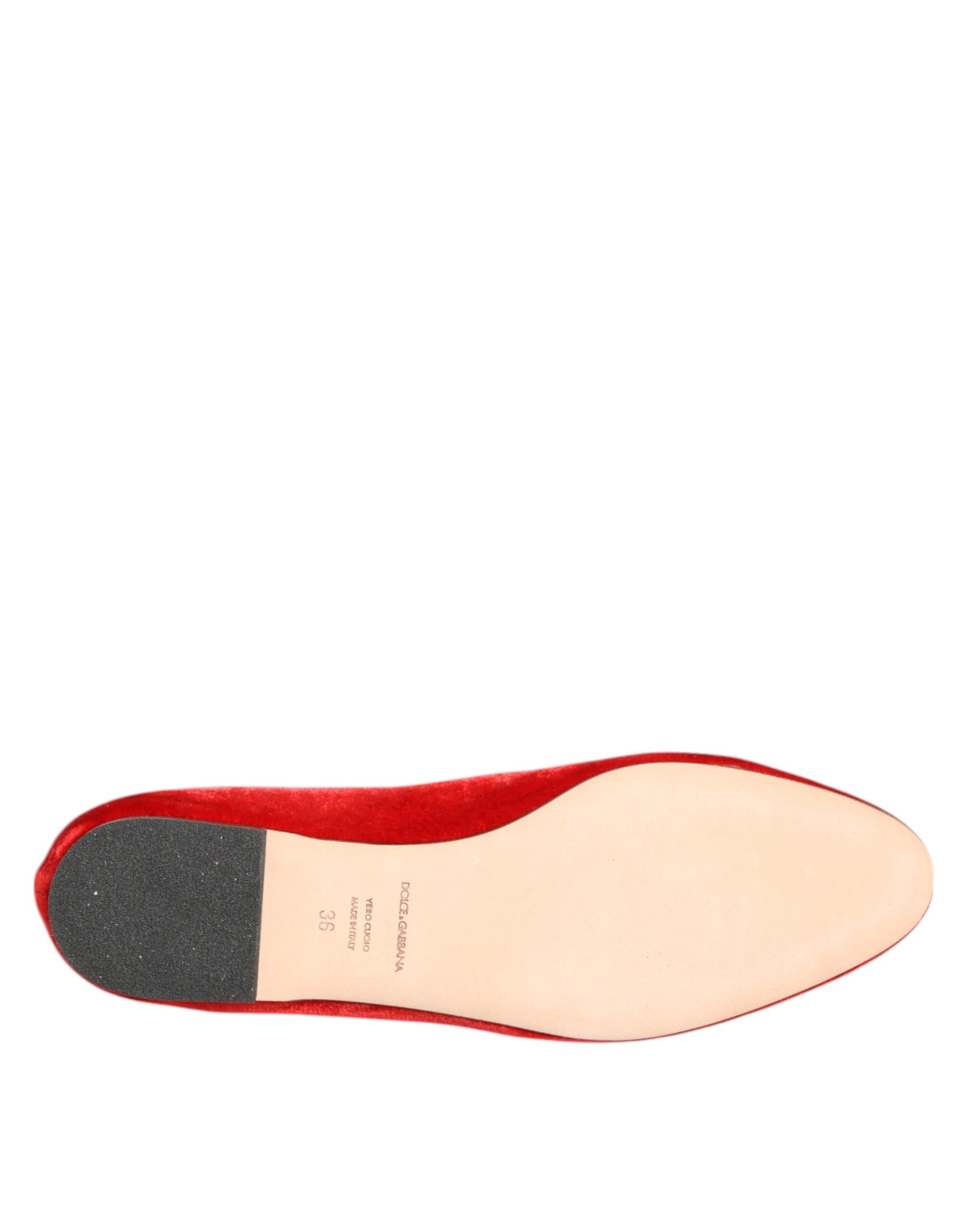 Mocassins Dolce &amp; Gabbana en velours rouge DG Heart
