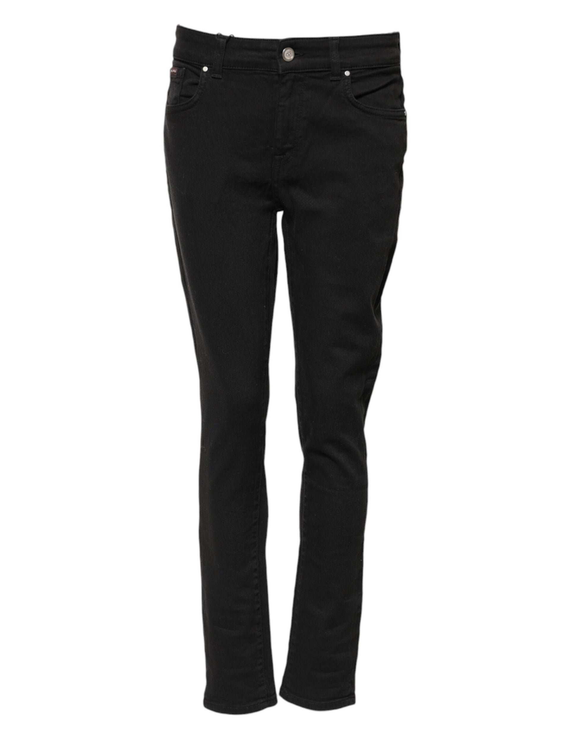 Jean skinny taille moyenne en coton noir Dolce &amp; Gabbana