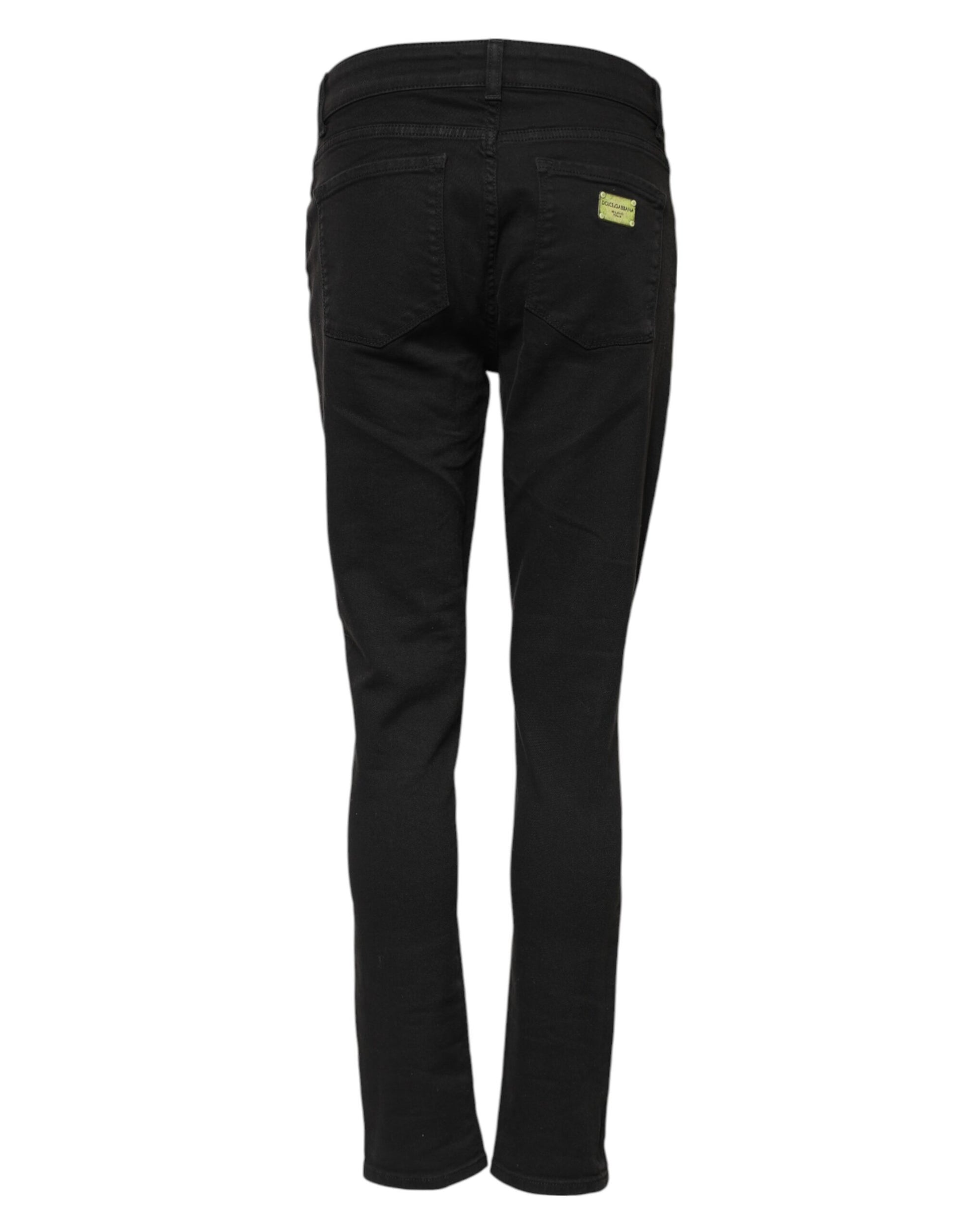 Jean skinny taille moyenne en coton noir Dolce &amp; Gabbana