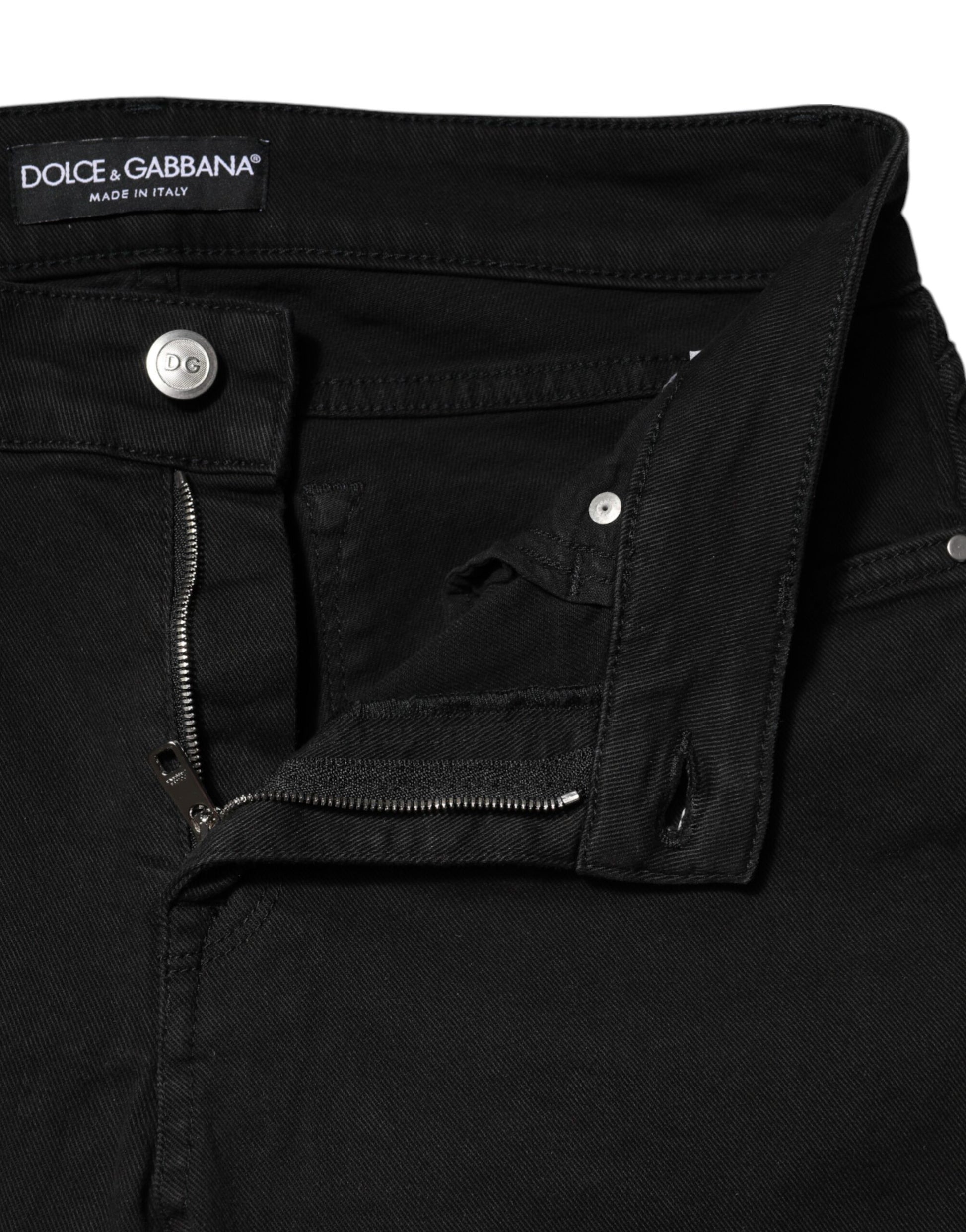Jean skinny taille moyenne en coton noir Dolce &amp; Gabbana