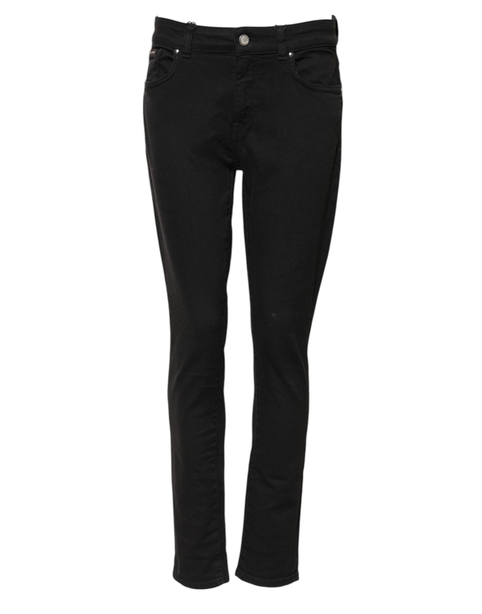 Jean skinny taille moyenne en coton noir Dolce &amp; Gabbana