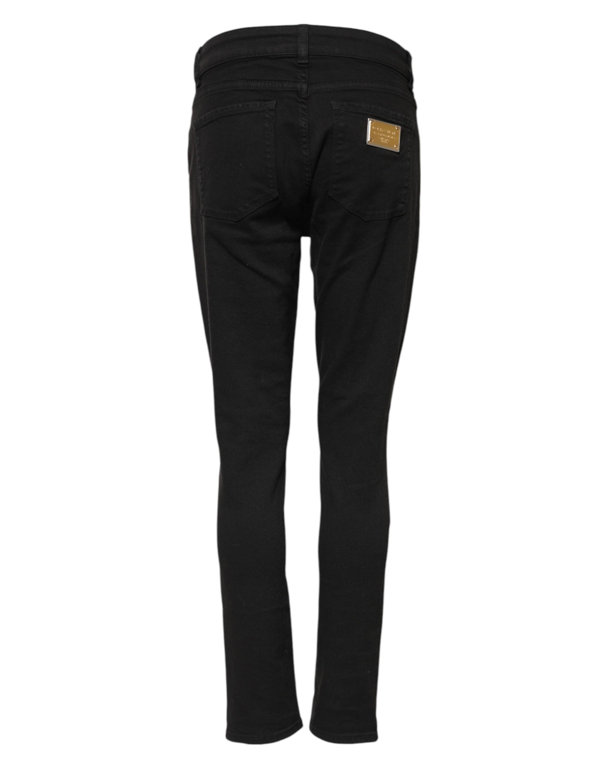 Jean skinny taille moyenne en coton noir Dolce &amp; Gabbana
