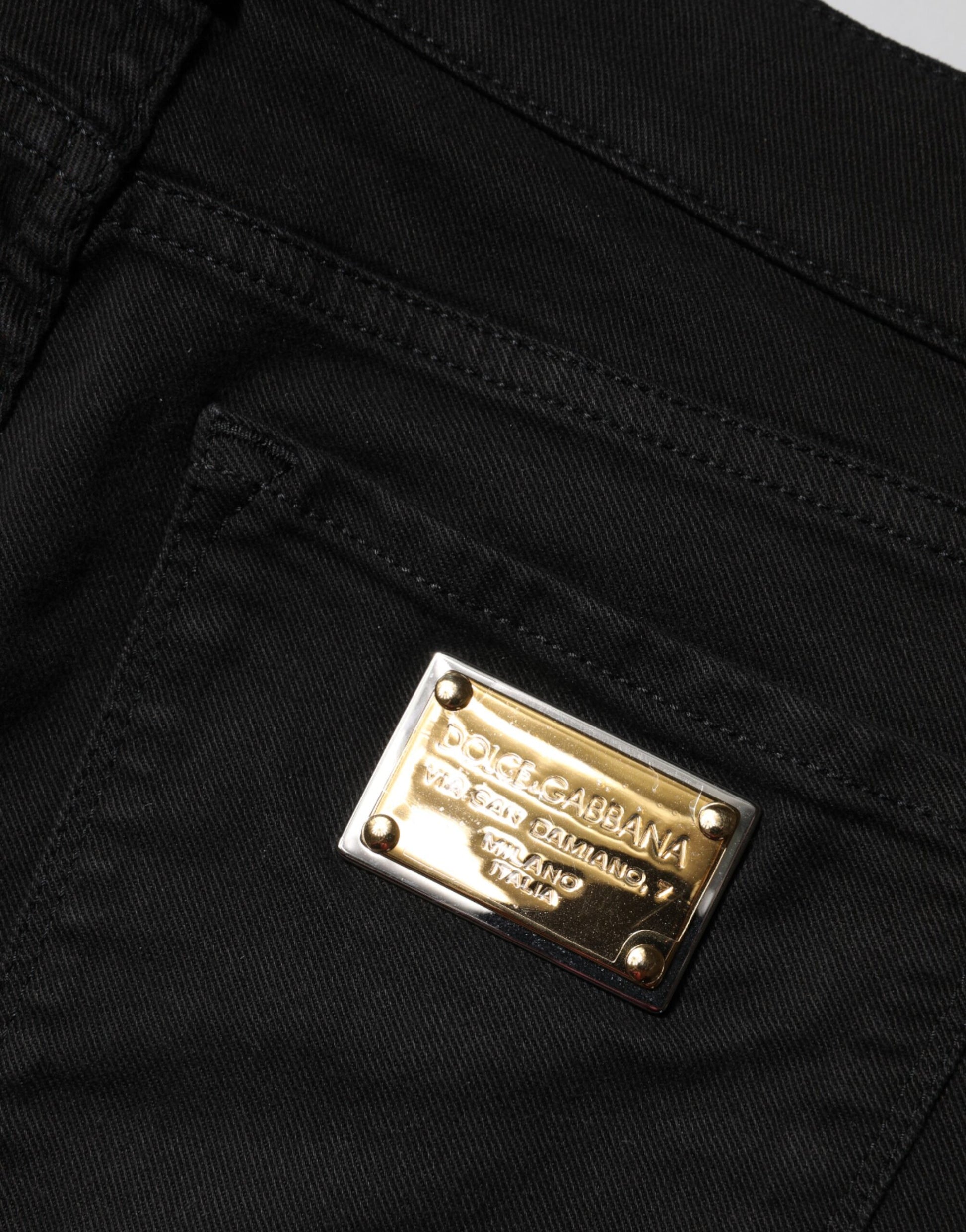 Jean skinny taille moyenne en coton noir Dolce &amp; Gabbana