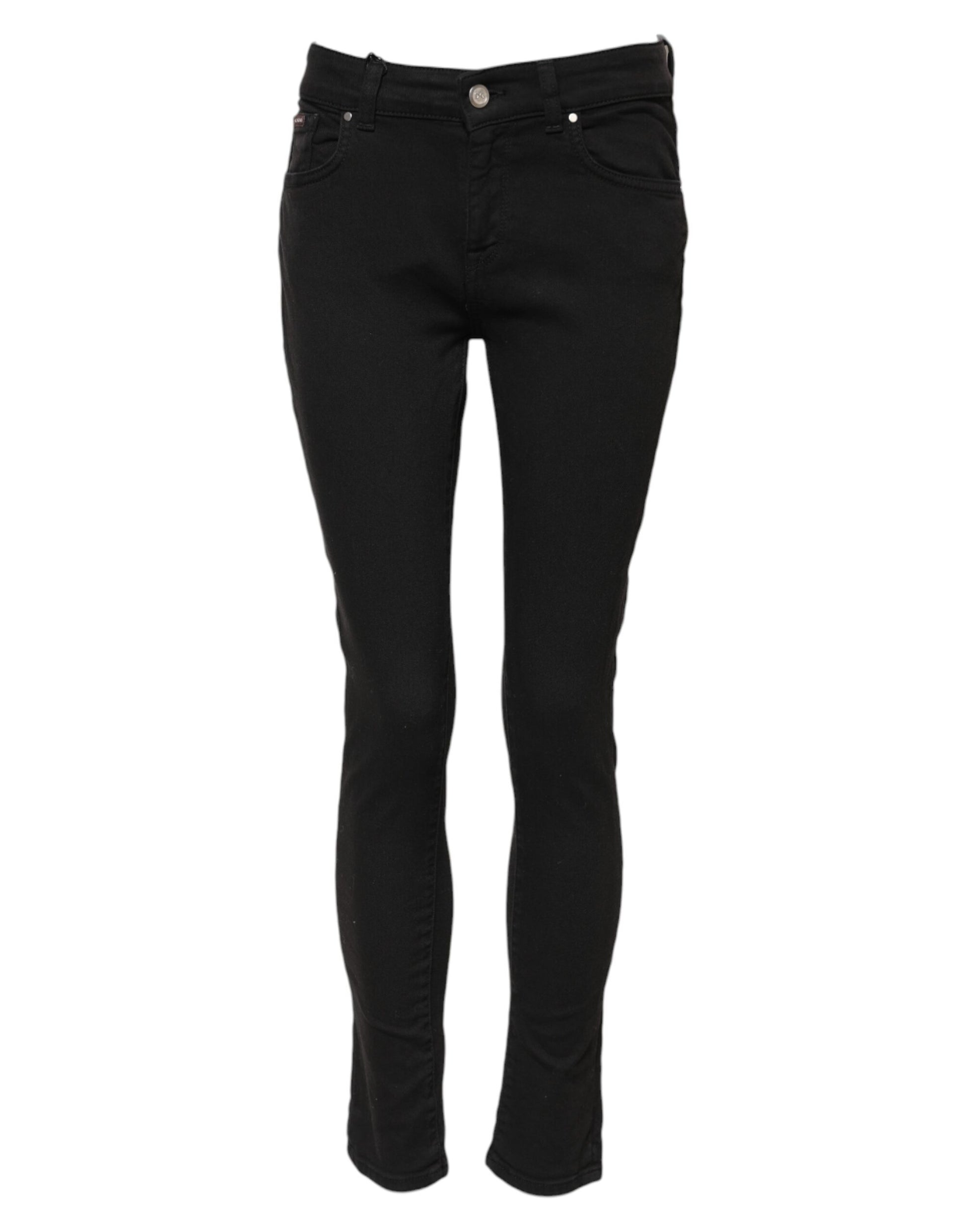 Jean skinny taille moyenne en coton noir Dolce &amp; Gabbana