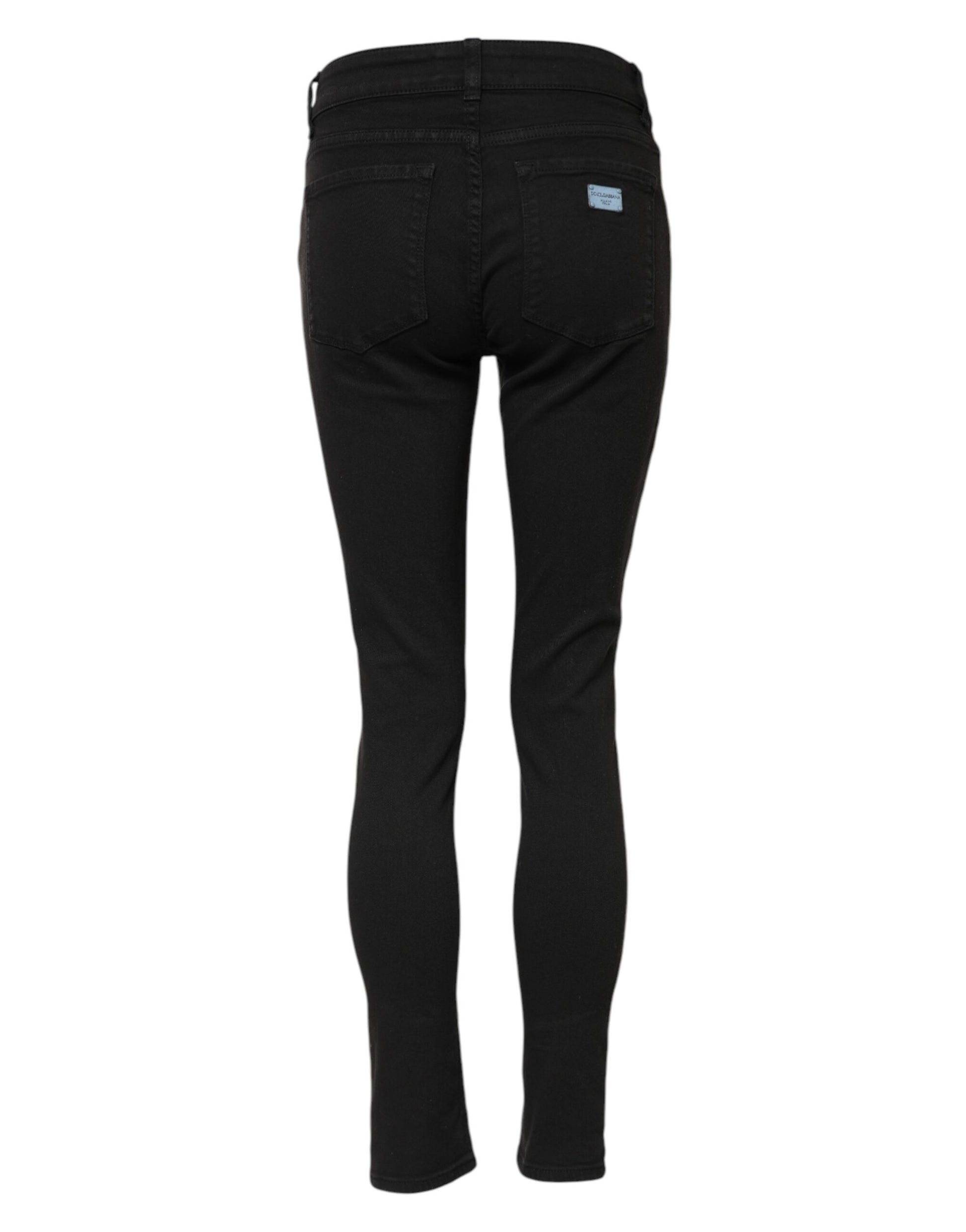 Jean skinny taille moyenne en coton noir Dolce &amp; Gabbana