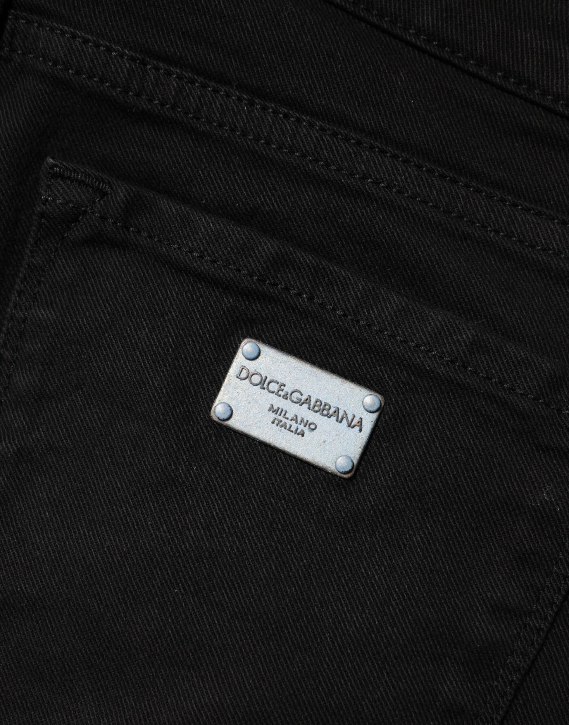 Jean skinny taille moyenne en coton noir Dolce &amp; Gabbana
