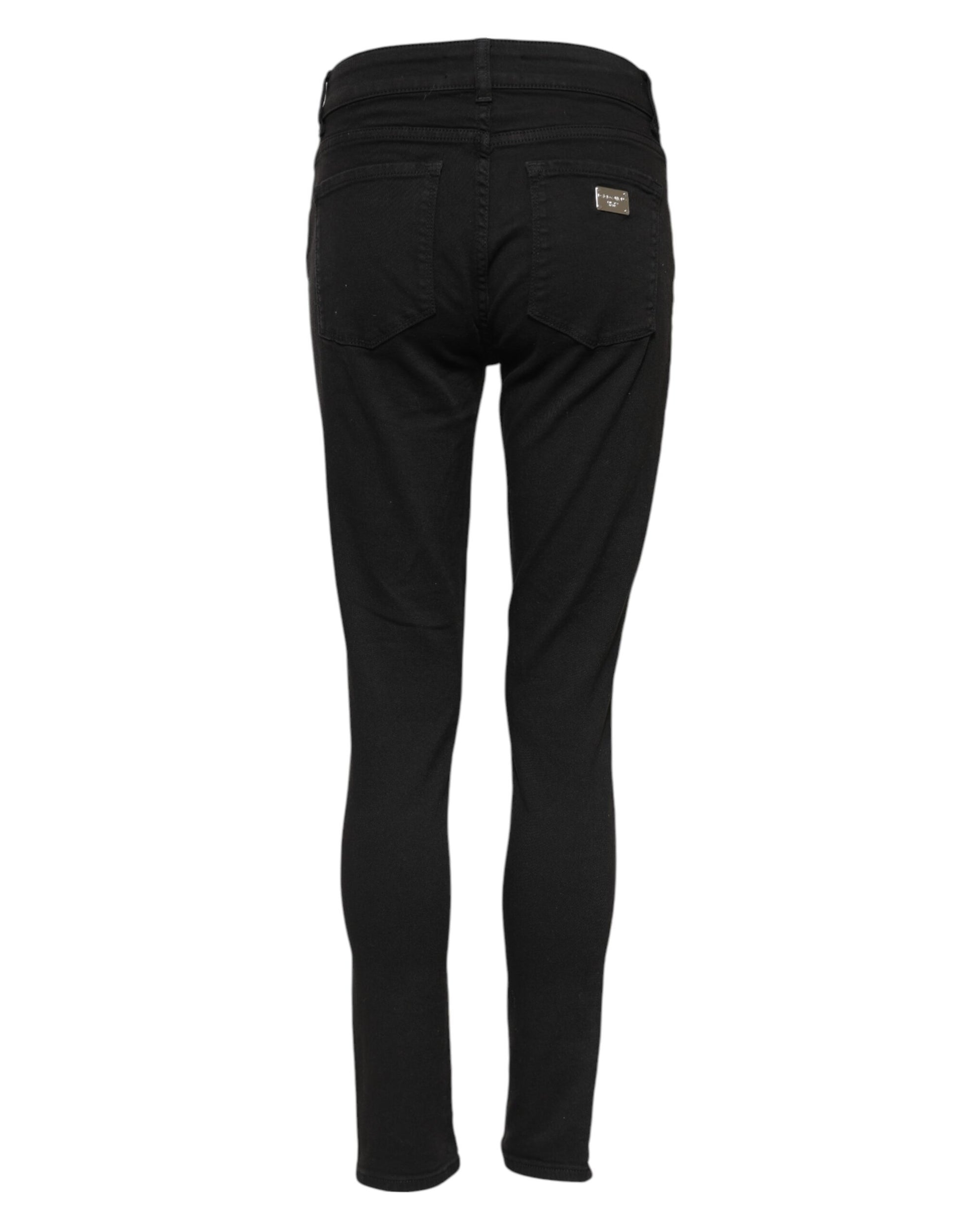 Jean skinny taille moyenne en coton noir Dolce &amp; Gabbana