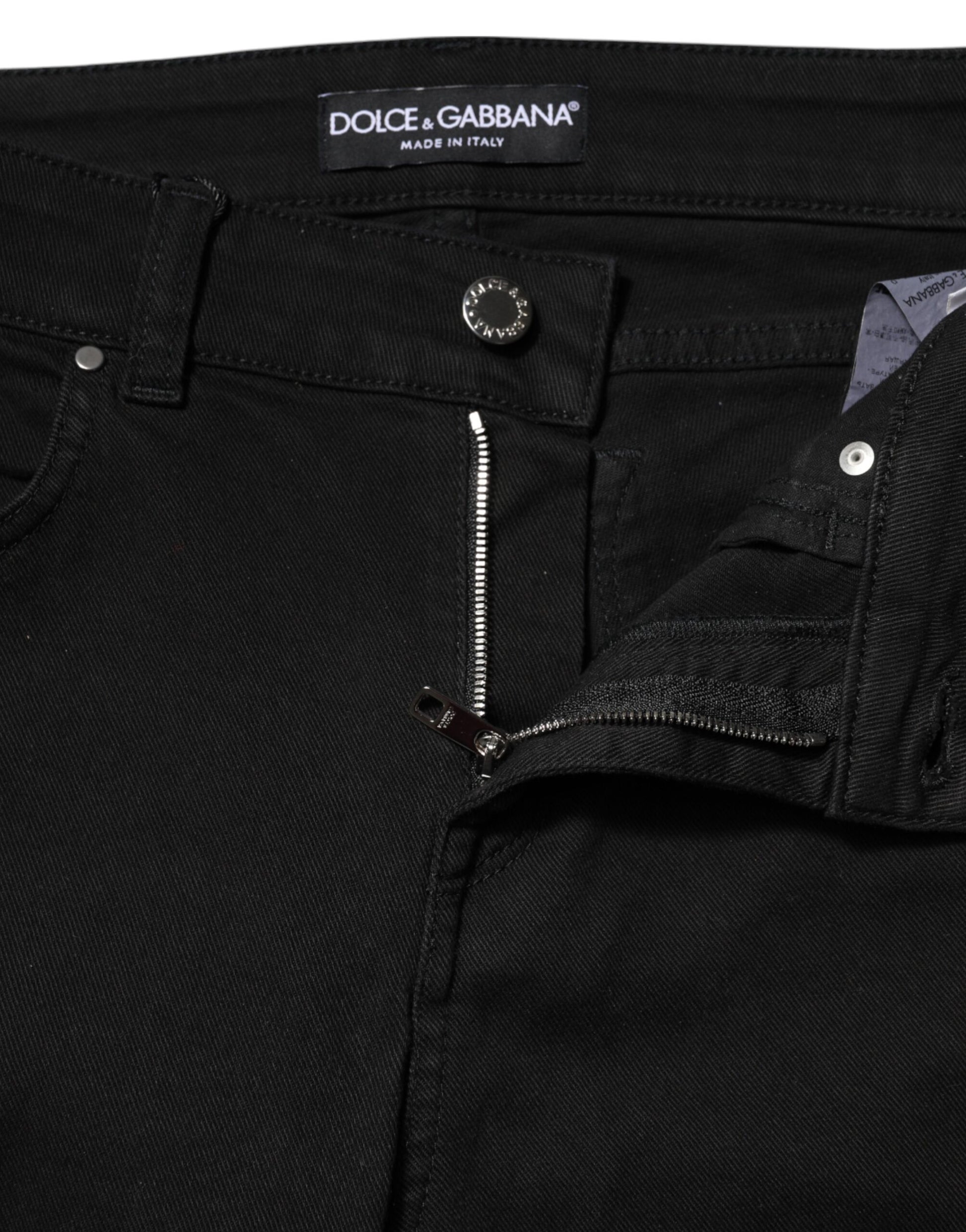 Jean skinny taille moyenne en coton noir Dolce &amp; Gabbana