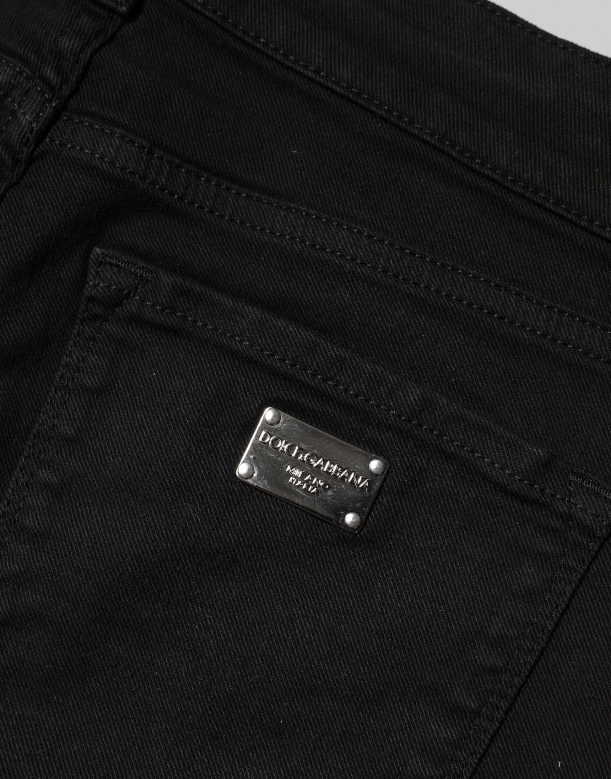 Jean skinny taille moyenne en coton noir Dolce &amp; Gabbana