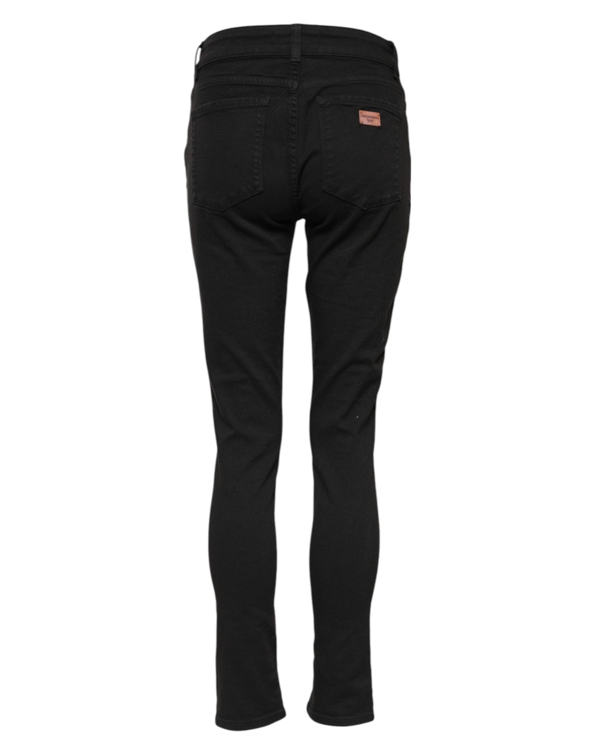Jean skinny taille moyenne en coton noir Dolce &amp; Gabbana