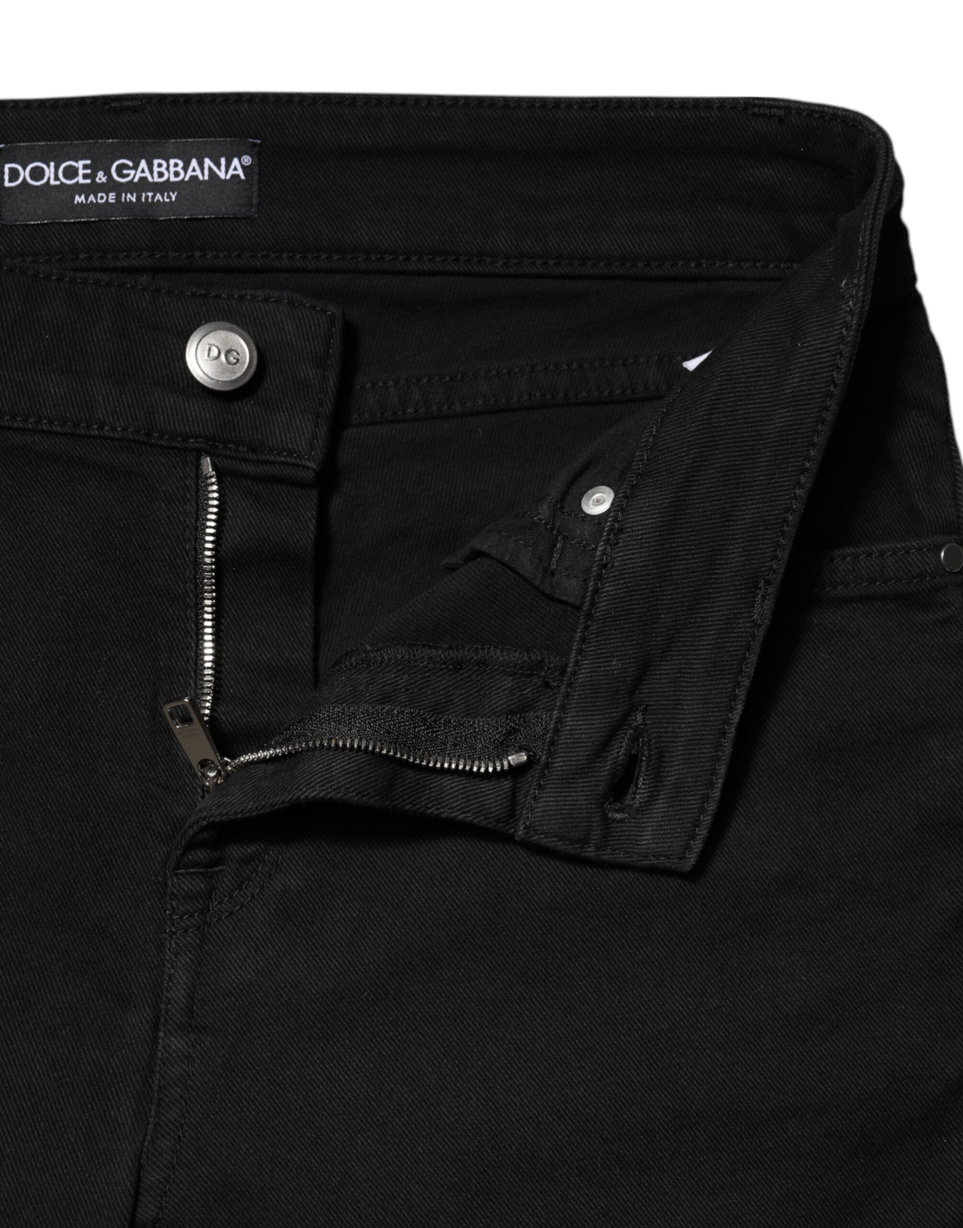 Jean skinny taille moyenne en coton noir Dolce &amp; Gabbana